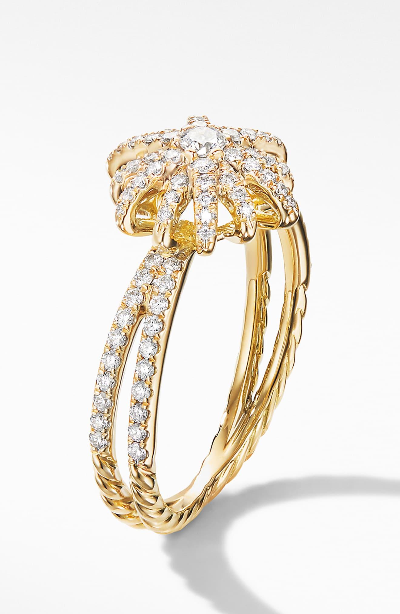 David Yurman Starburst Ring In 18k Yellow Gold With Diamonds in