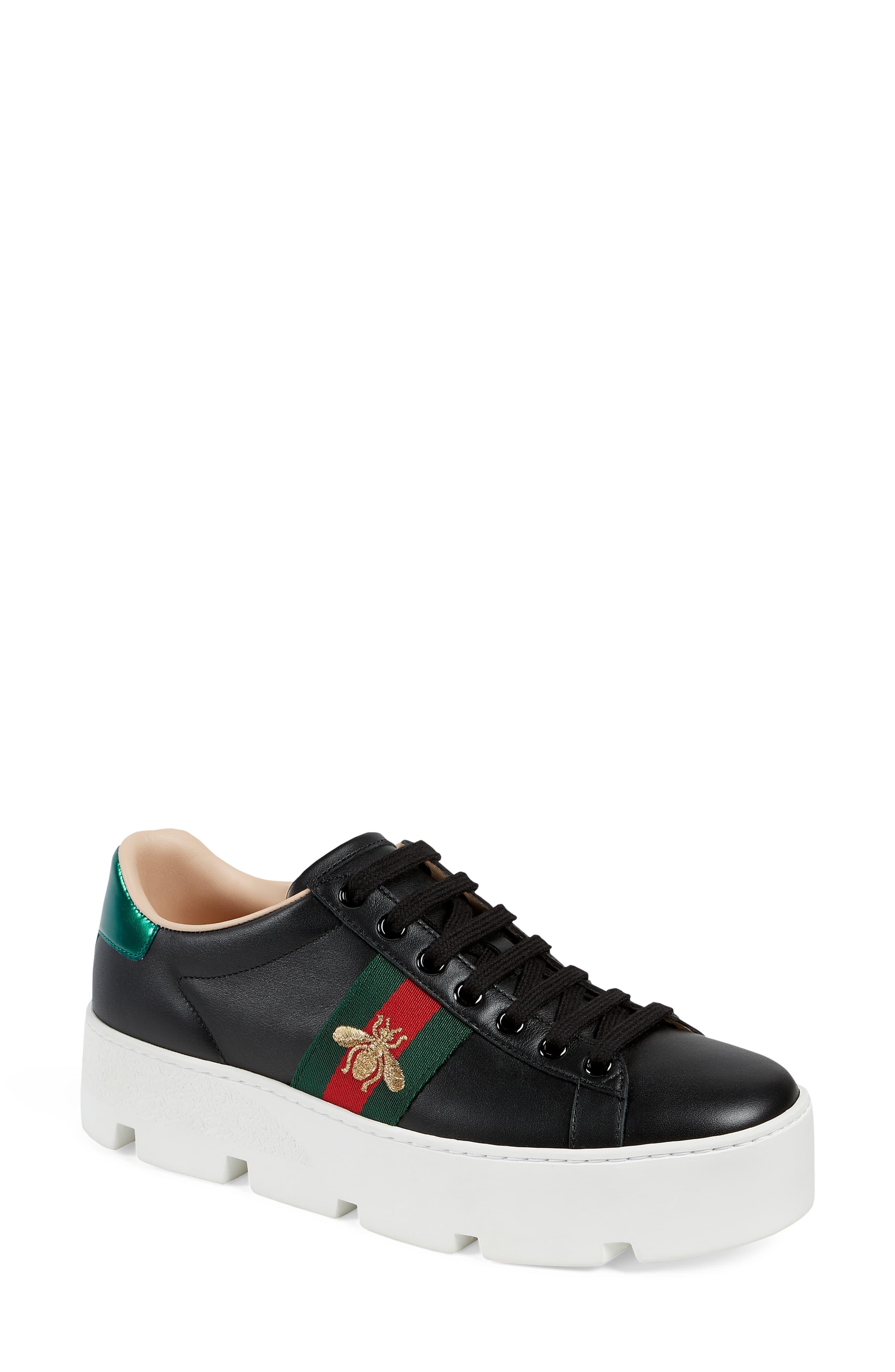 Gucci Ace Leather Platform Sneakers - Lyst