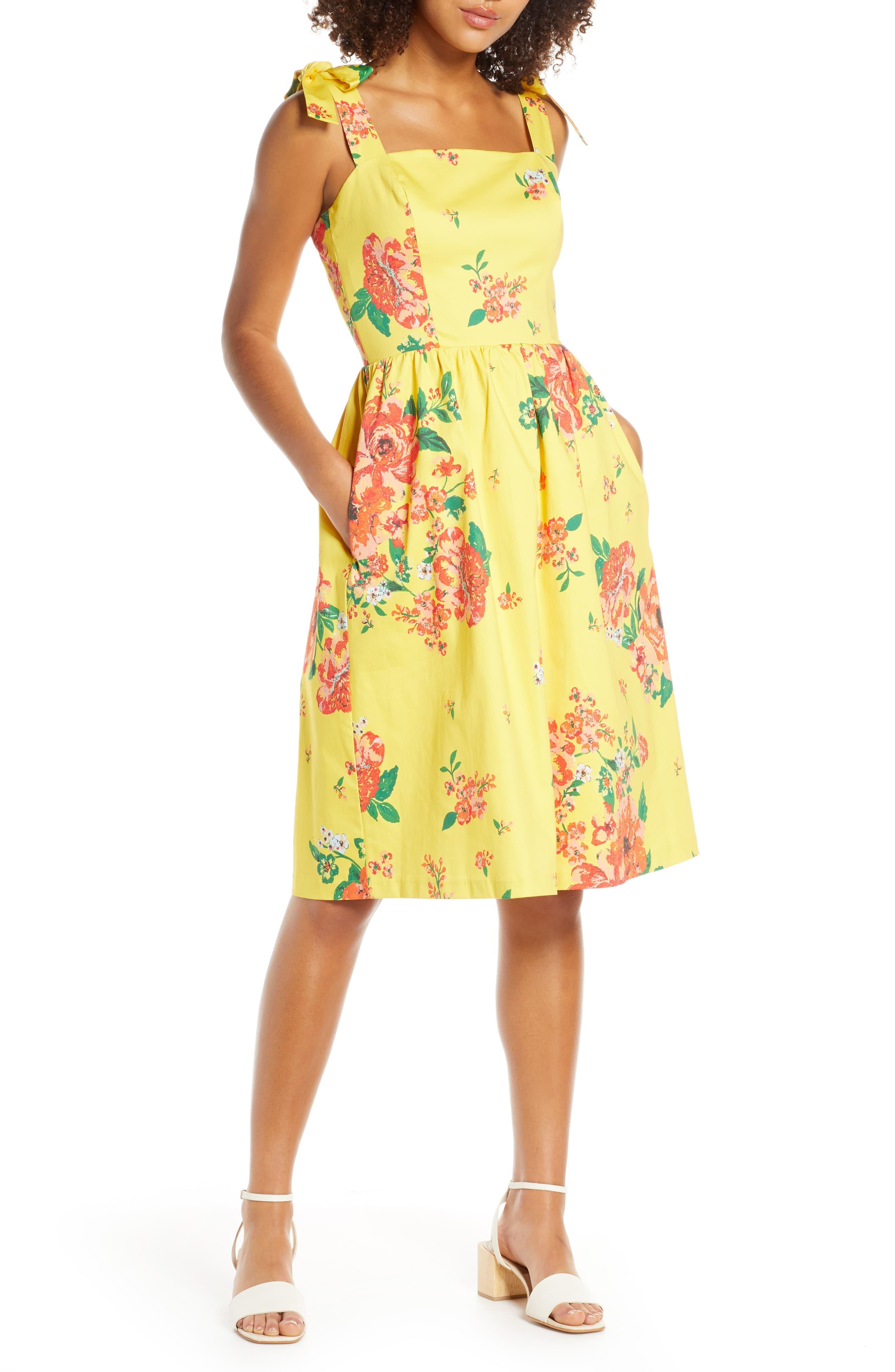yellow sundress with flowers
