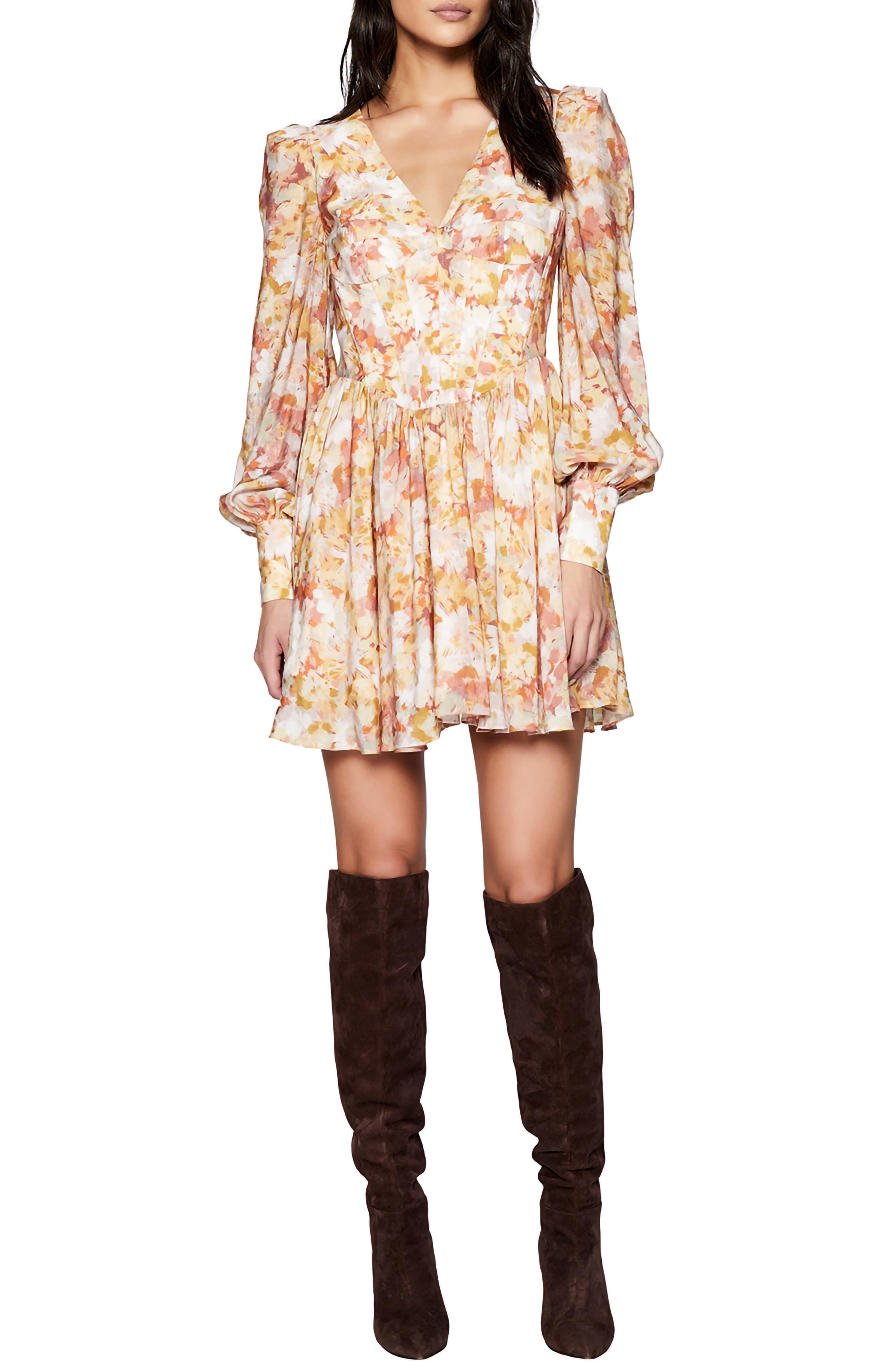 Bardot Zelina Corset Long Sleeve Minidress in Natural Lyst