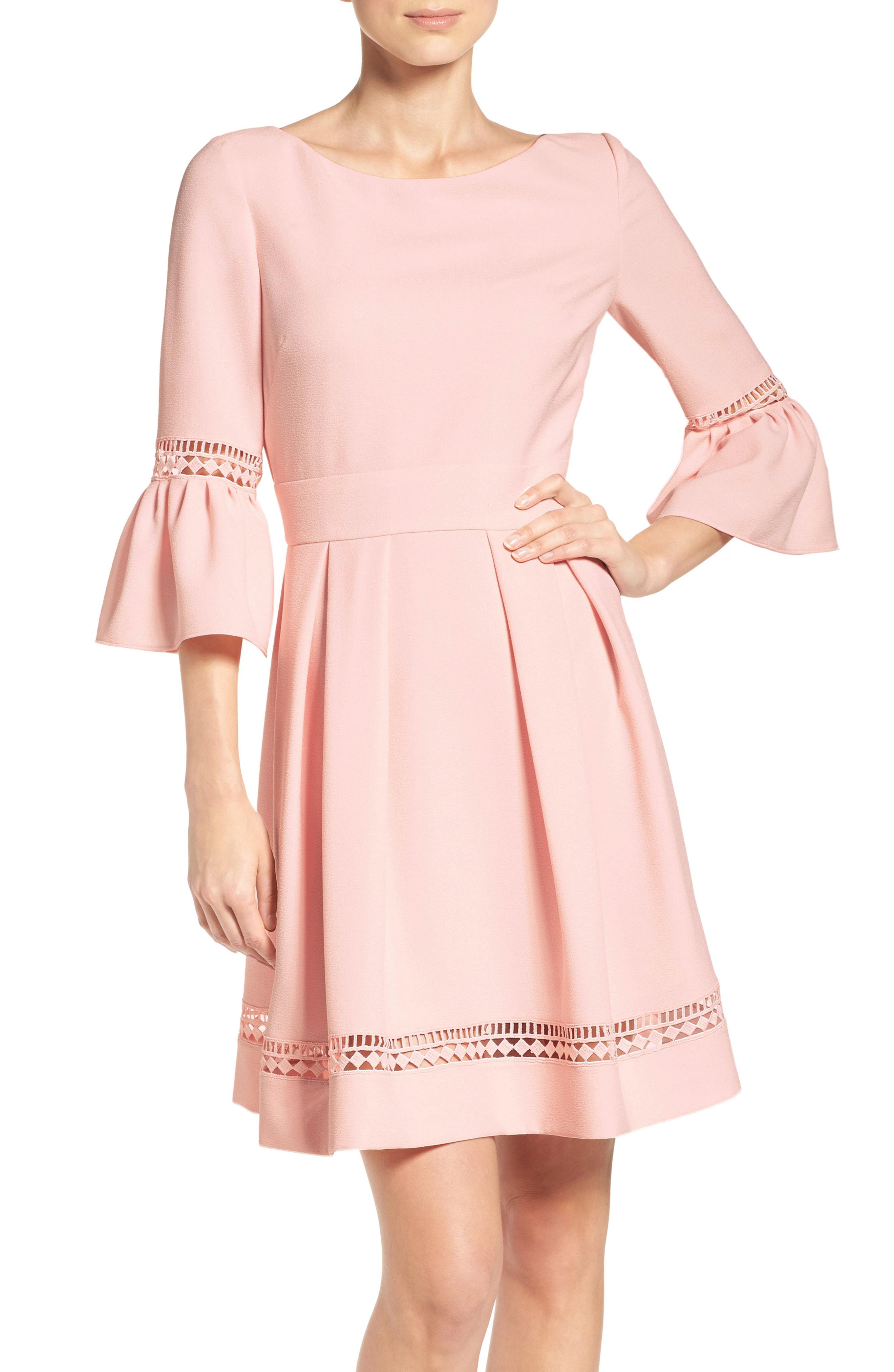 bell sleeve fit and flare dress