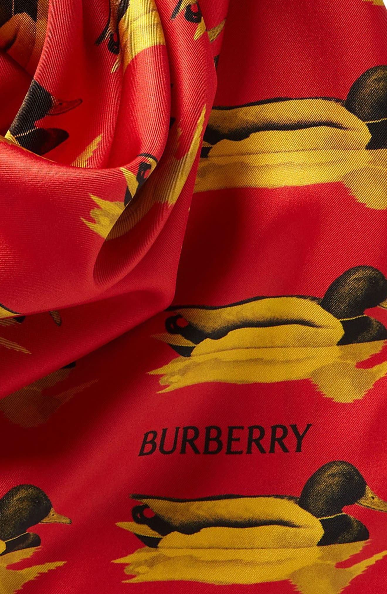 Burberry Face Silk Square Scarf Red |