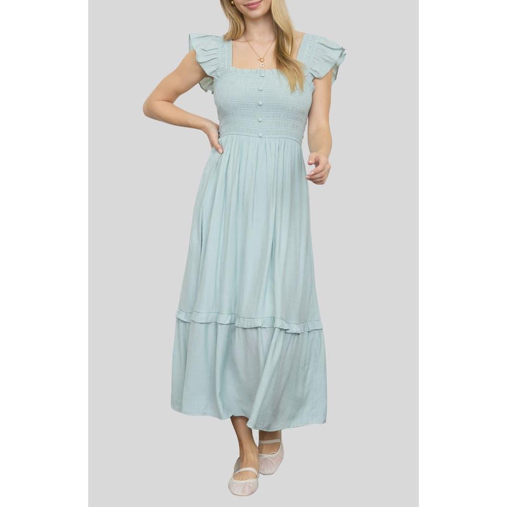 chinese dress ladies Women's Blue and Green Flower Dress- Blue Crotchet Dress- Blu Pepper Floral Maxi Dress Small main image 1