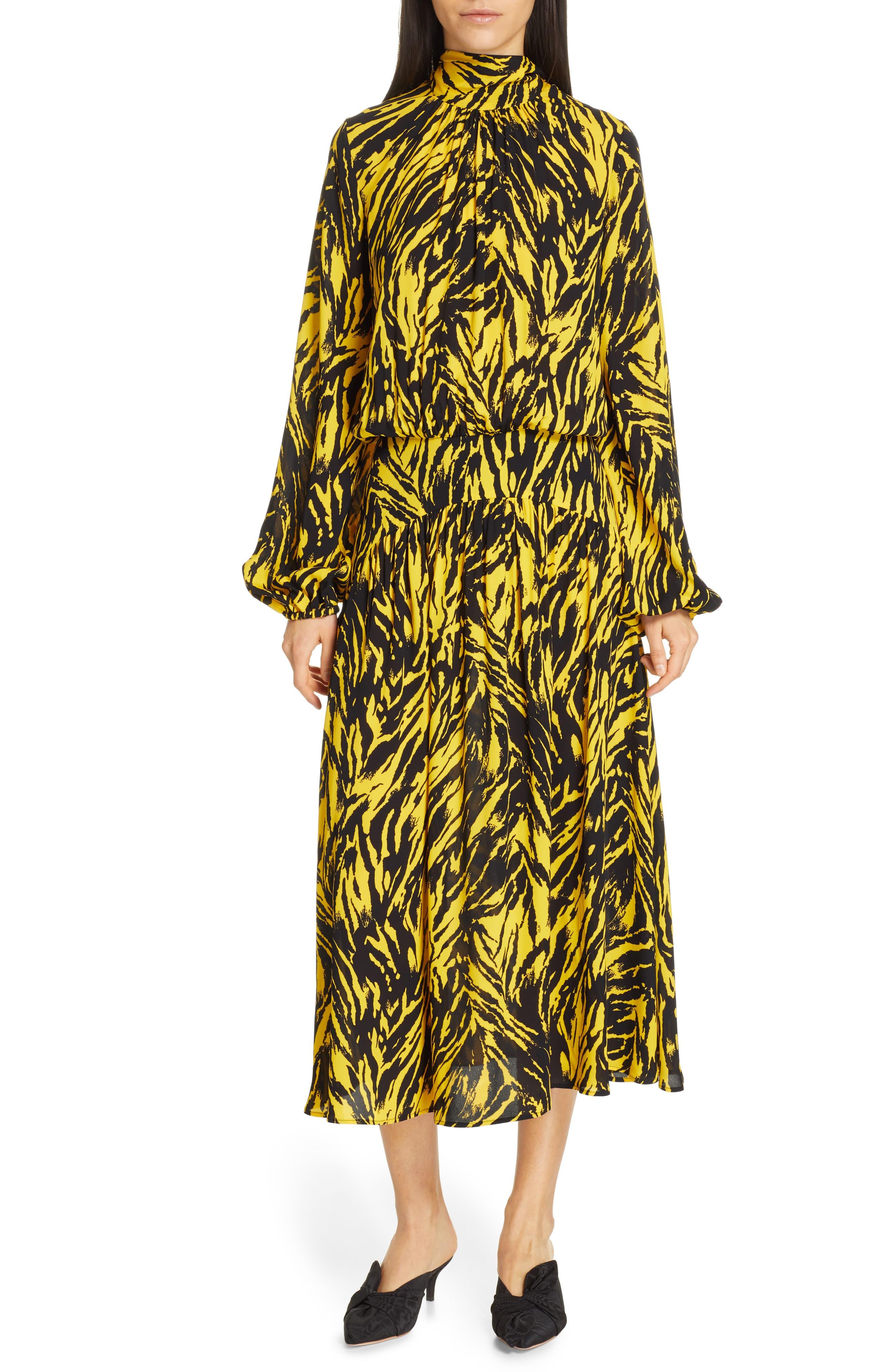 yellow and black zebra print dress