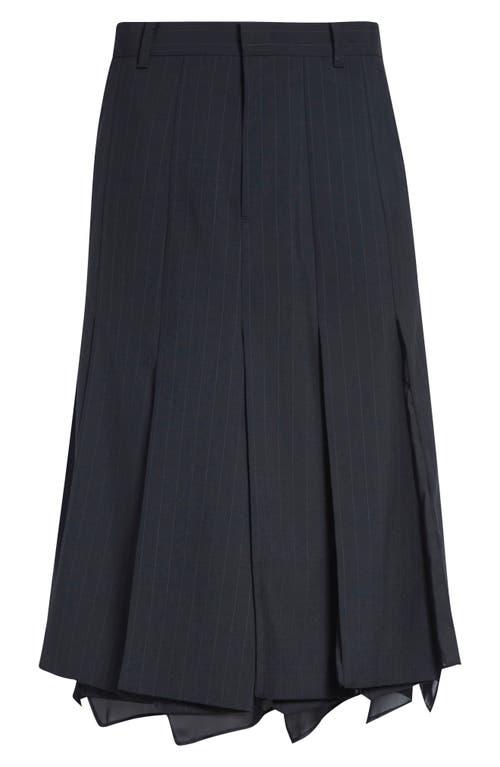 スカート sacai 23AW Chalk Stripe Skirt 23-06991 Sacai Chalk Stripe Mixed Media Skirt in Blue | Lyst
