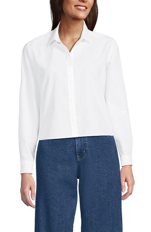 売れ筋商品|||ランズエンド カットソー トップス レディース Women's No Iron Boxy Cropped Shirt White Lands' End No Iron Boxy Cropped Shirt in White | Lyst