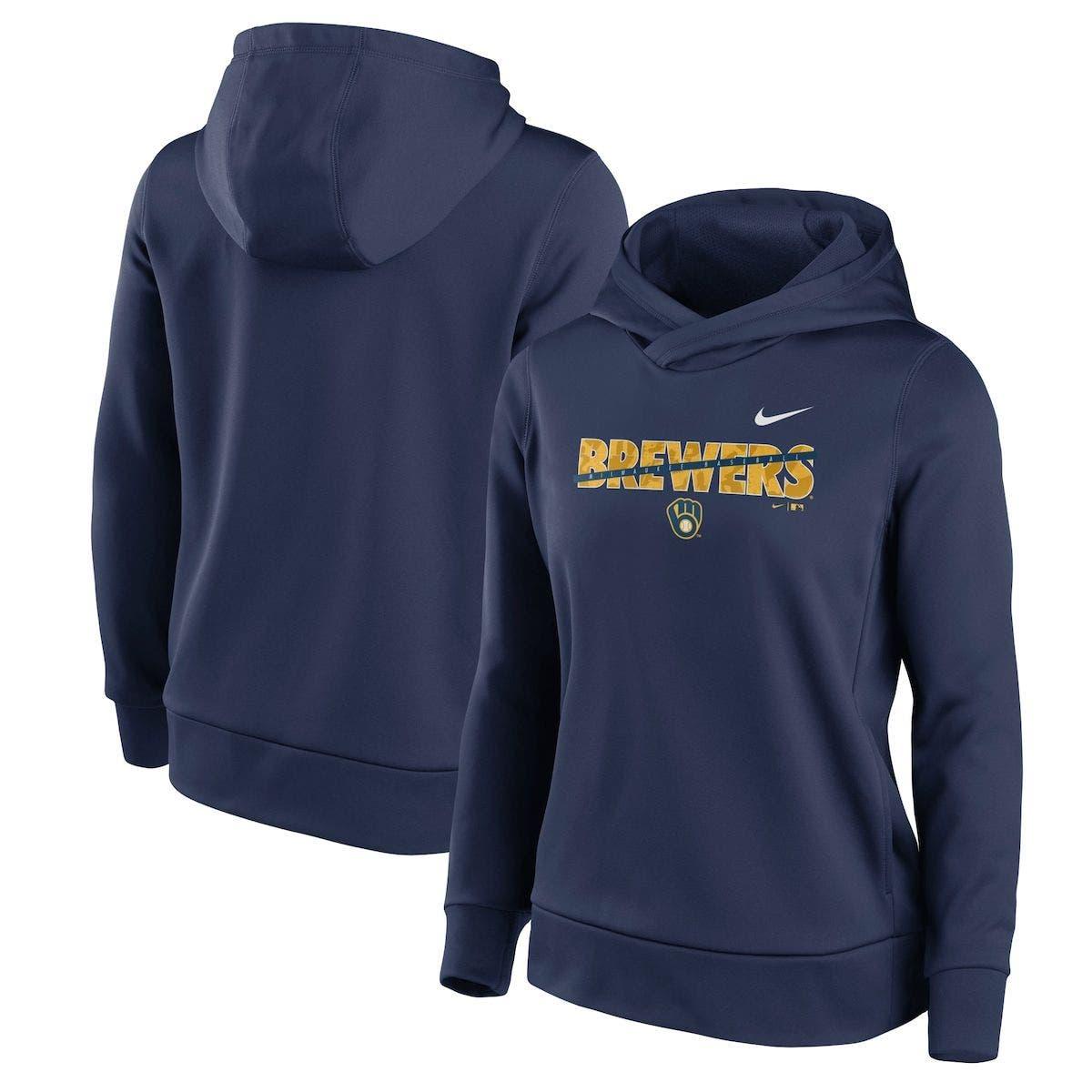 Milwaukee Brewers Nike Logo Therma Performance Pullover Hoodie - Gray