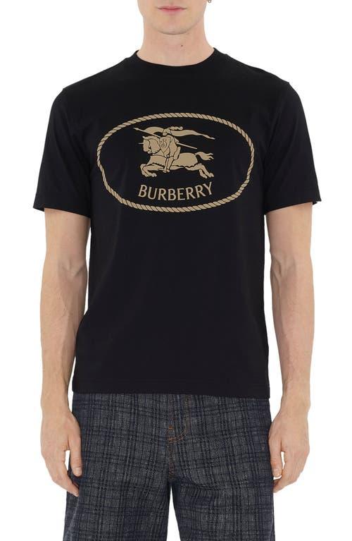 Tシャツ・カットソー BURBERRY BLACK T-SHIRT WITH EQUESTRIAN KNIGHT DESIGN Burberry Equestrian Knight-print Cotton T-shirt | Black