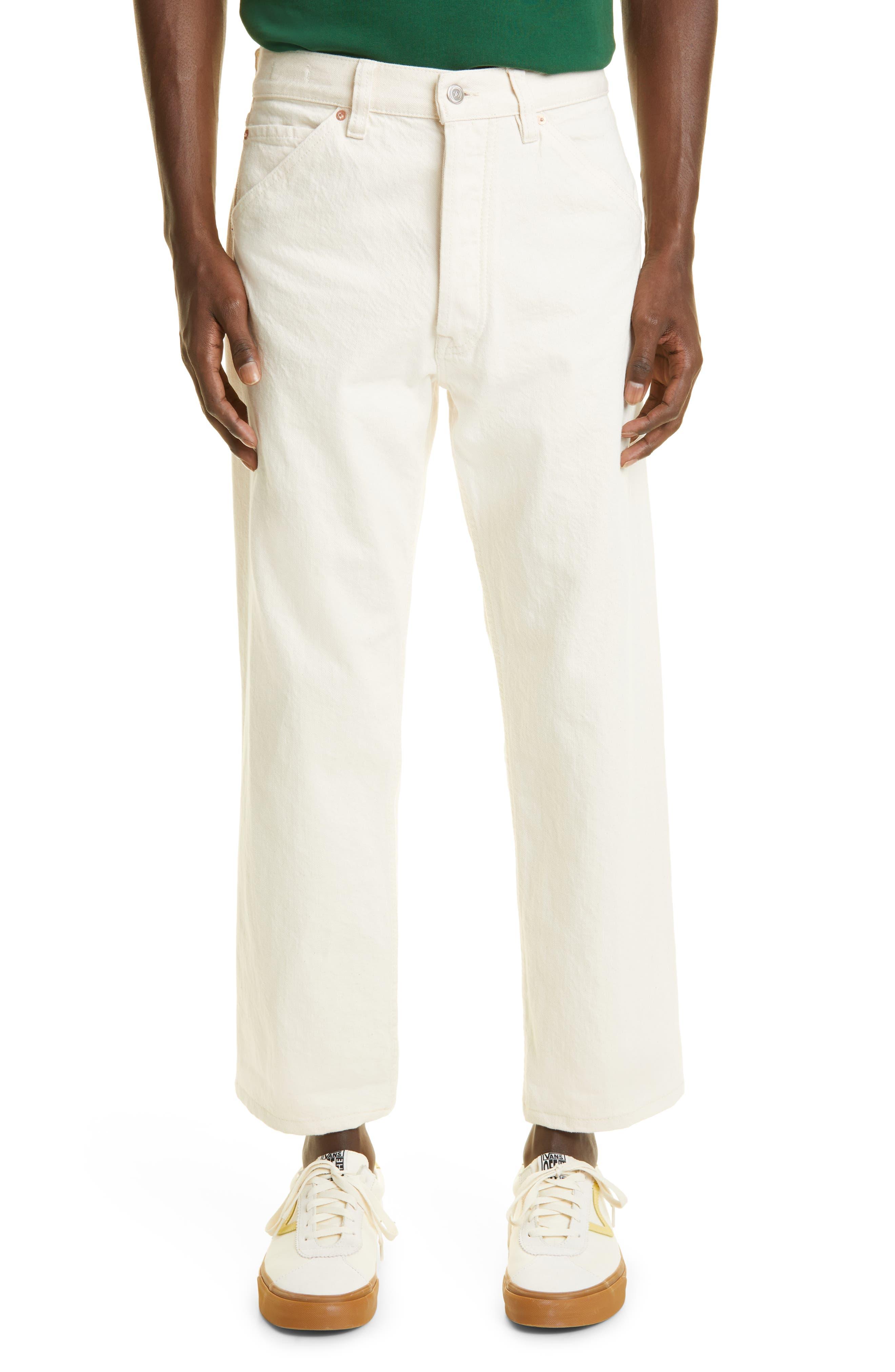 Drake's Selvedge Denim Straight Leg Jeans in White for Men | Lyst