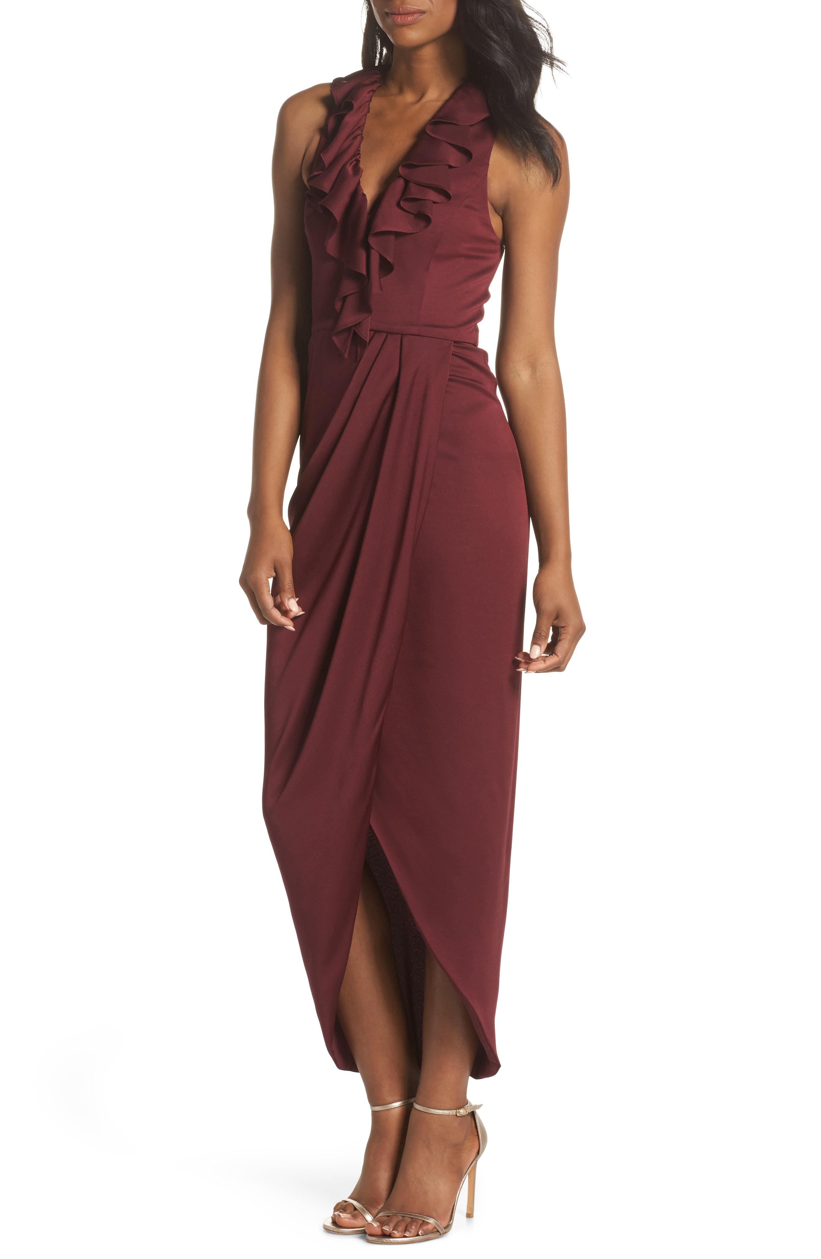 luxe frill tulip hem maxi dress