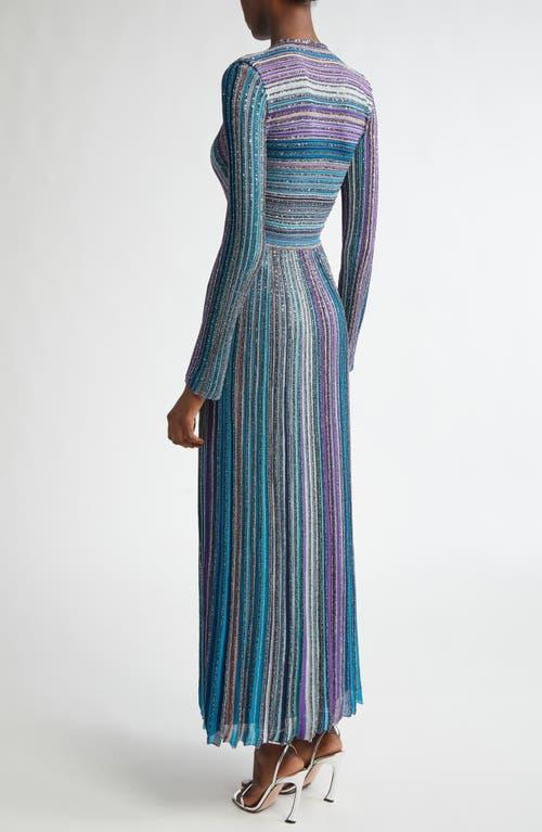 Missoni Sequin Metallic Stripe Long Sleeve Sweater Dress in Blue | Lyst