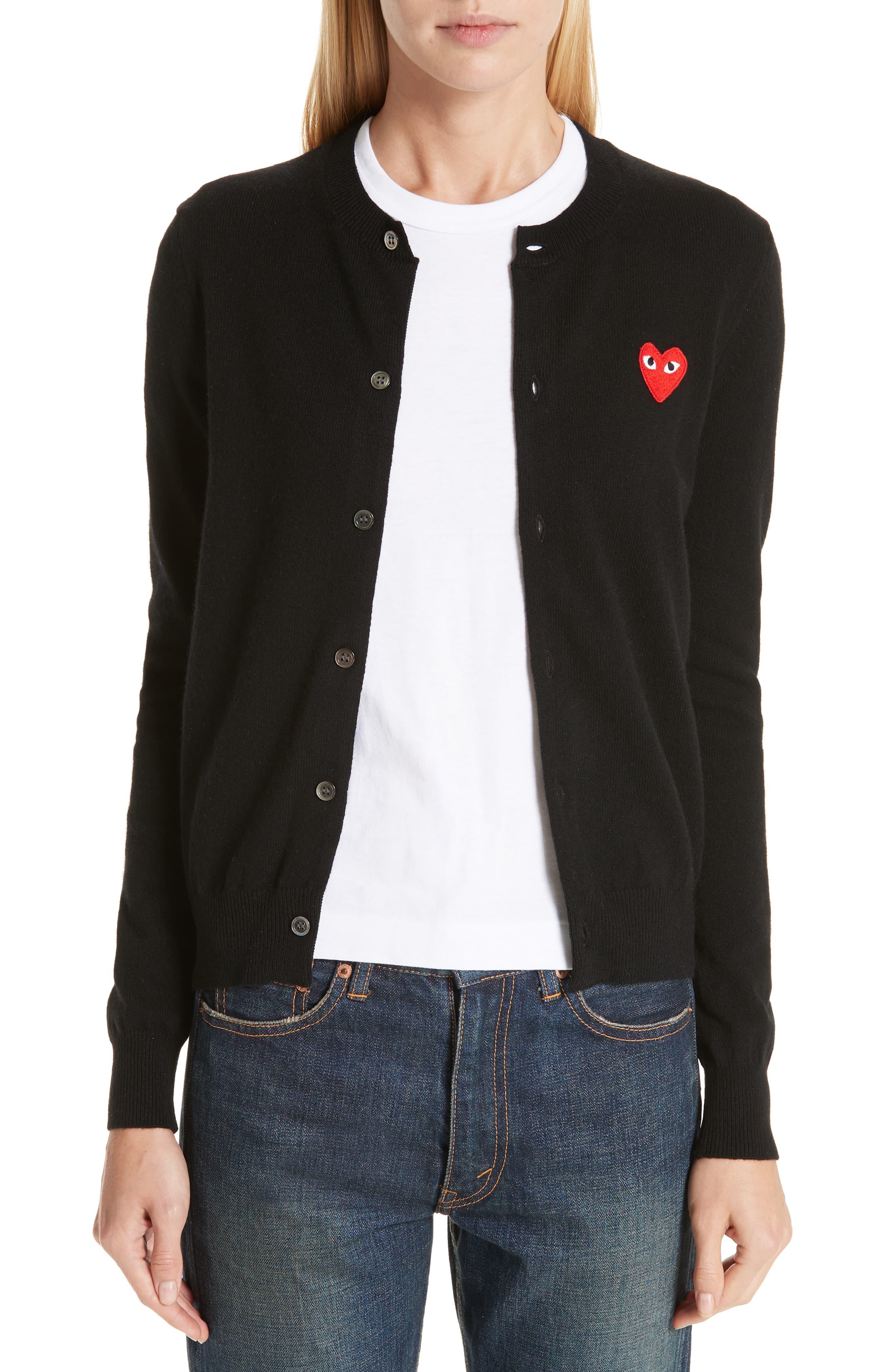 Comme des GarÃ§ons Comme Des GarÃ§ons Play Wool Cardigan in Black - Lyst
