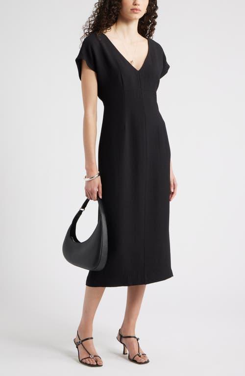 nordstrom textured sheath midi dress reviews Textured Knit Midi Dress with Ruffle Trim