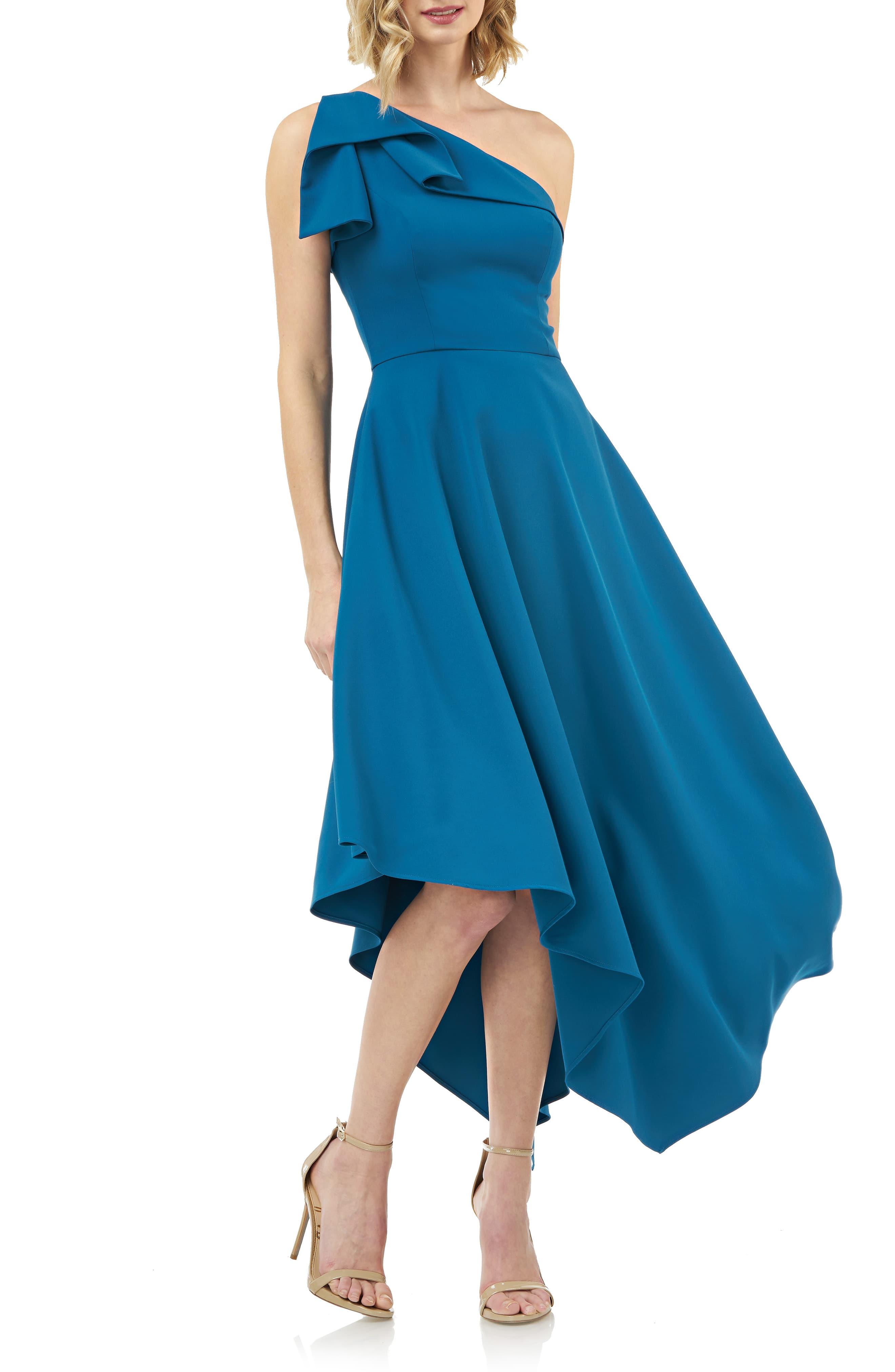 kay unger one shoulder gown