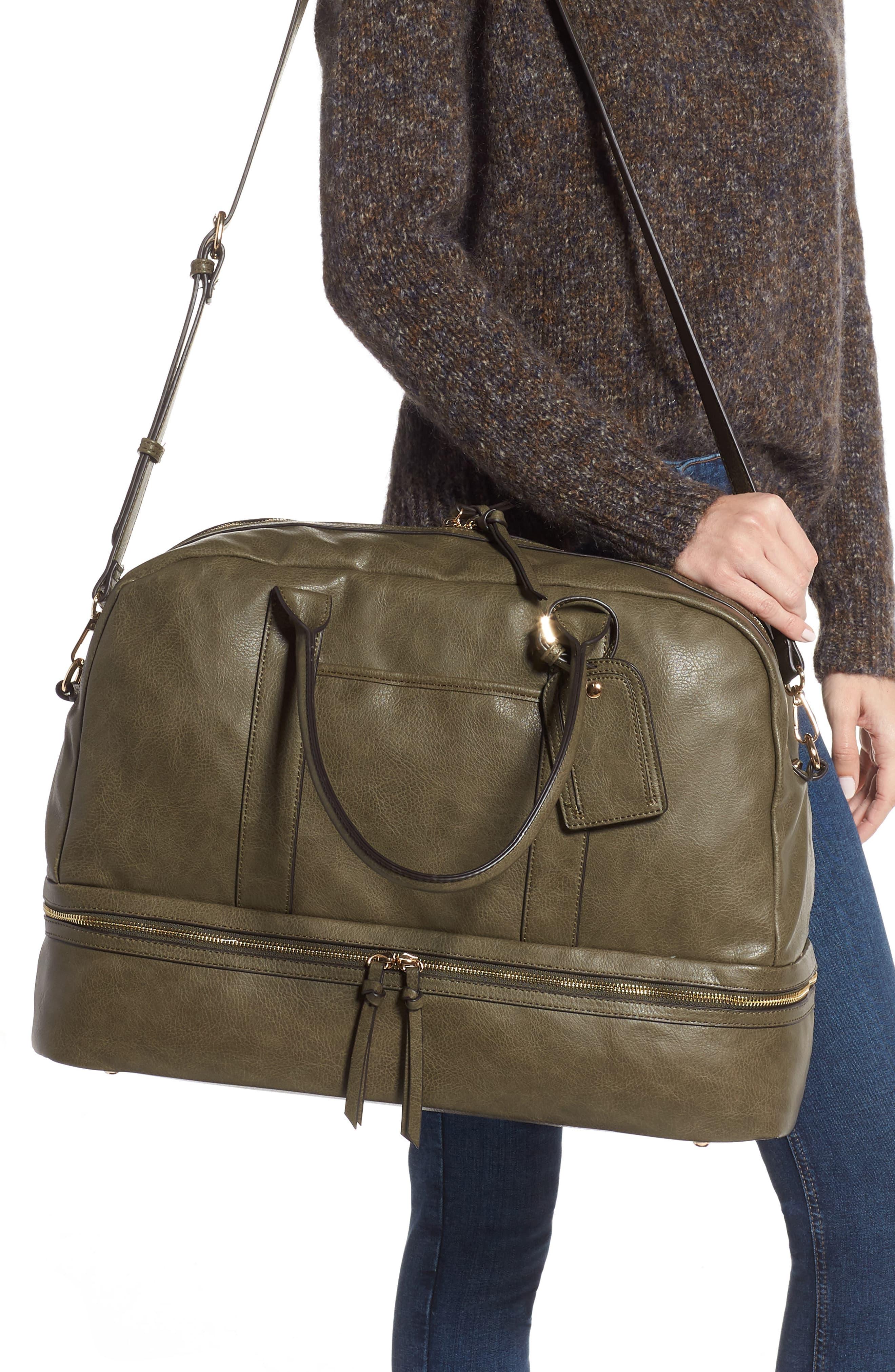 mason faux leather travel satchel