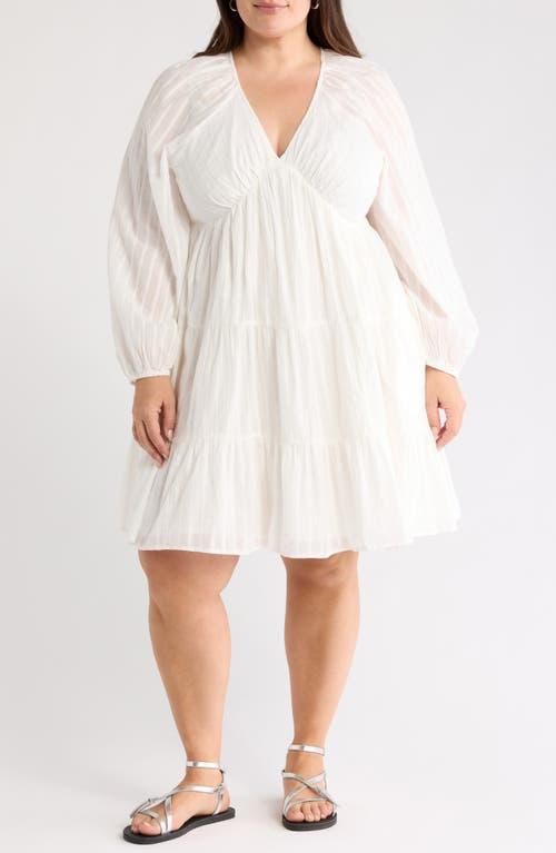 white long sleeve babydoll dress Marlina Ruffle Mini A super soft and comfy jumper in a cute babydoll silhouette Angel Eyes Long Sleeve Babydoll