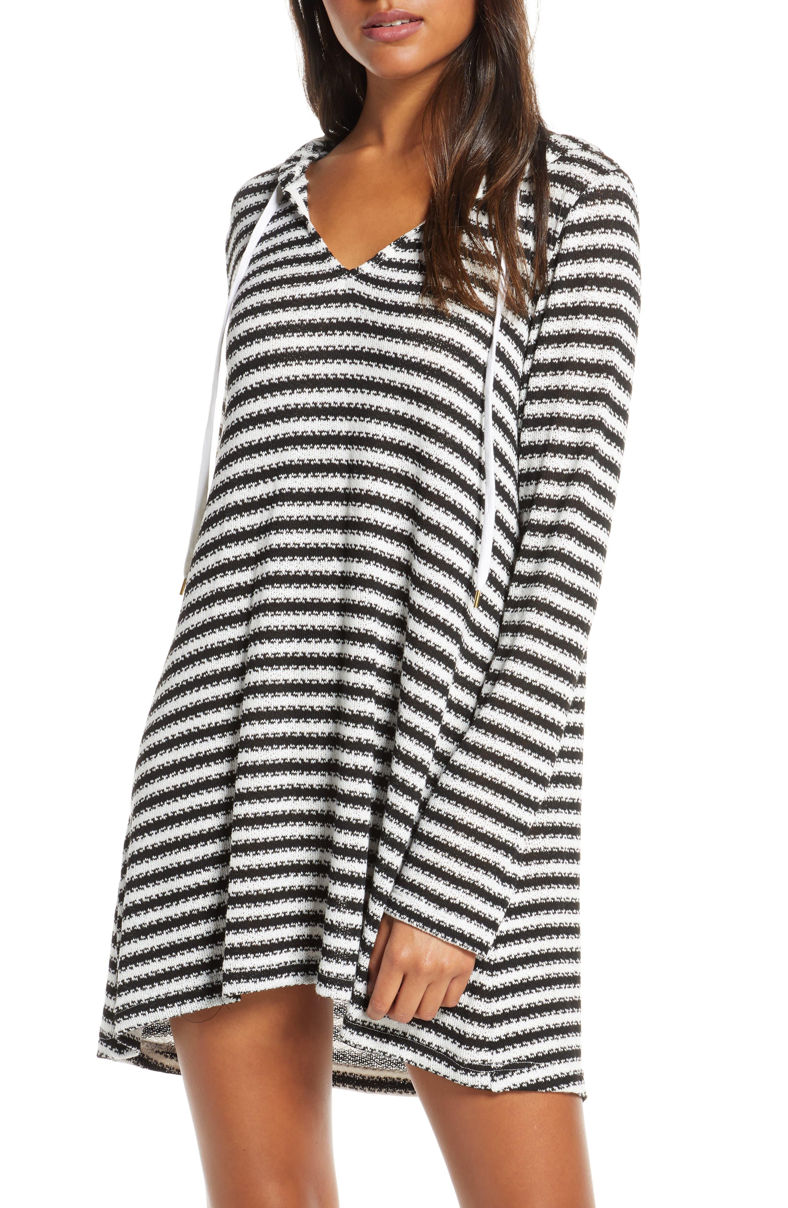 La Blanca Slouchy Hooded Sweater Cover-up Tunic in Black/ White (Black) - Save 13% - Lyst