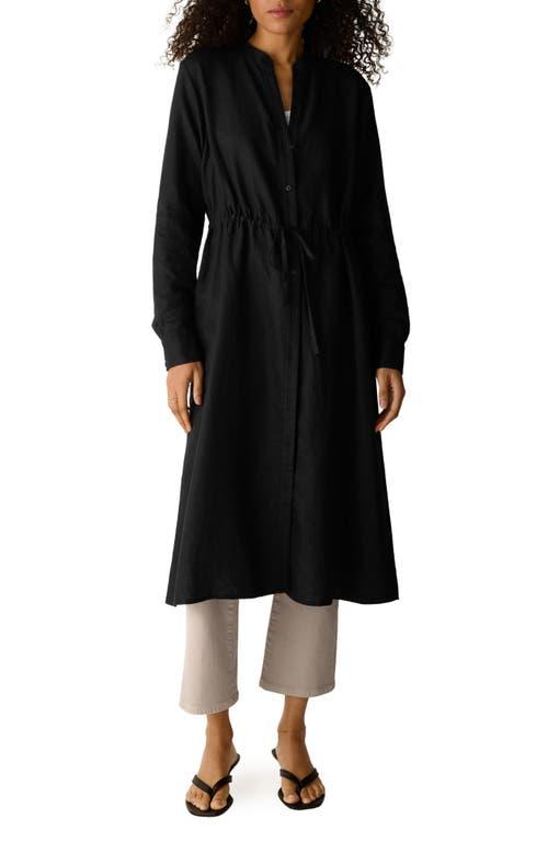 knee length dresses for ladies Eileen Fisher Women's Puckered Organic Linen Grid Classic Collar Dress –  Channers main image 1