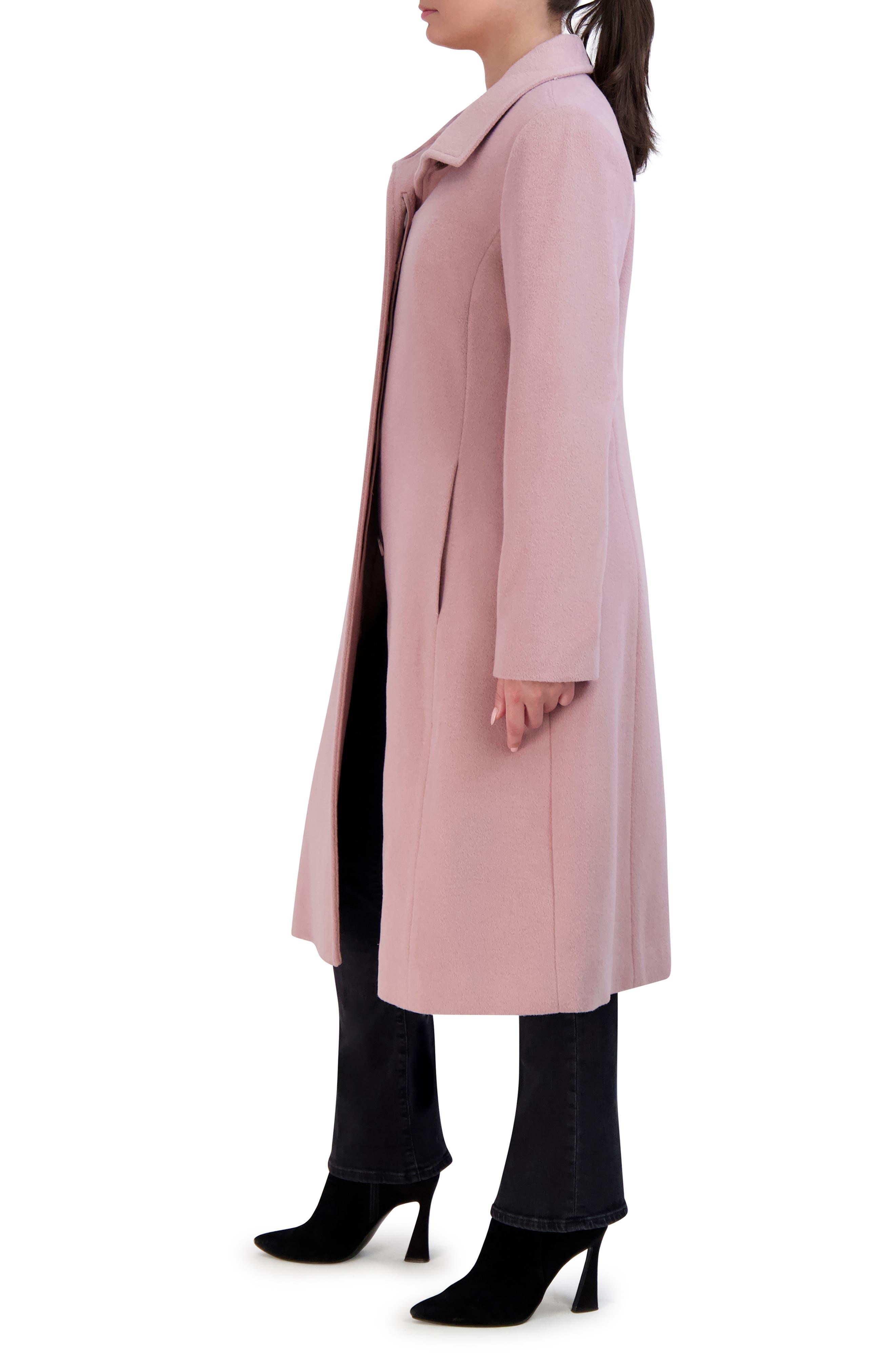 Cole Haan Longline Wool Blend Coat in Pink Lyst