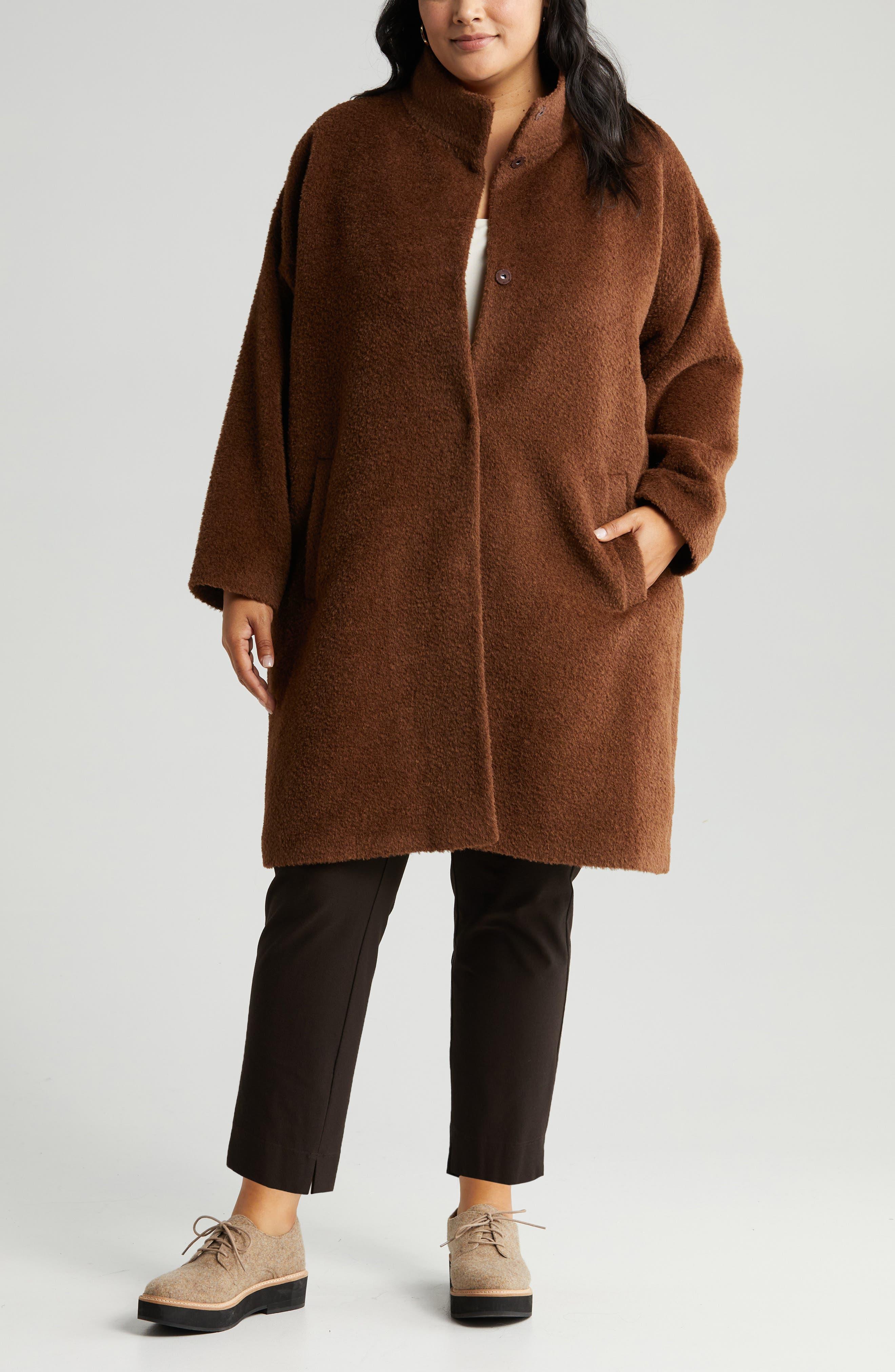 Eileen fisher stand collar hotsell cocoon coat
