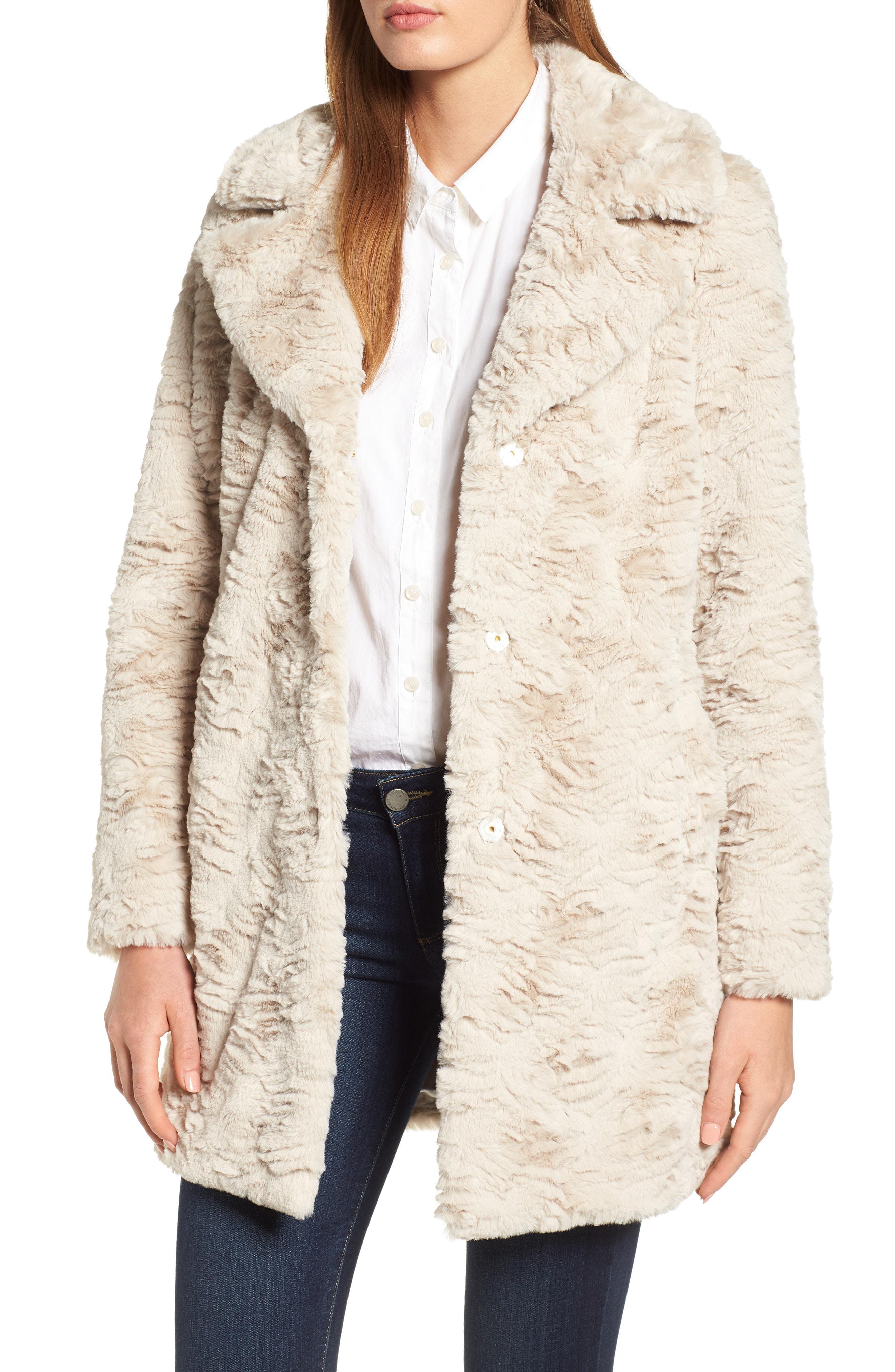 kenneth cole faux fur coat with hood