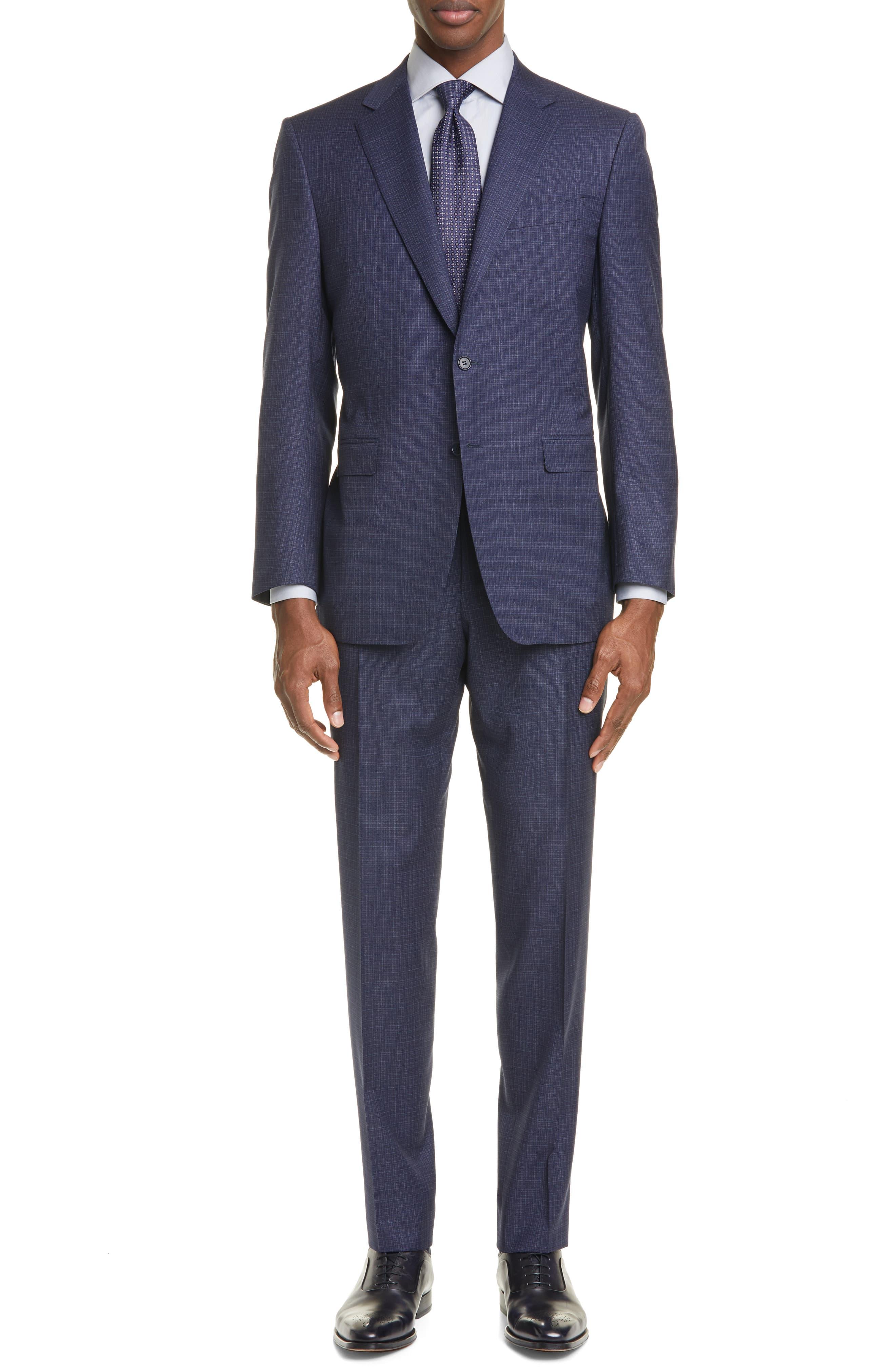 Canali Milano Classic Fit Check Wool Suit in Navy (Blue) for Men Lyst