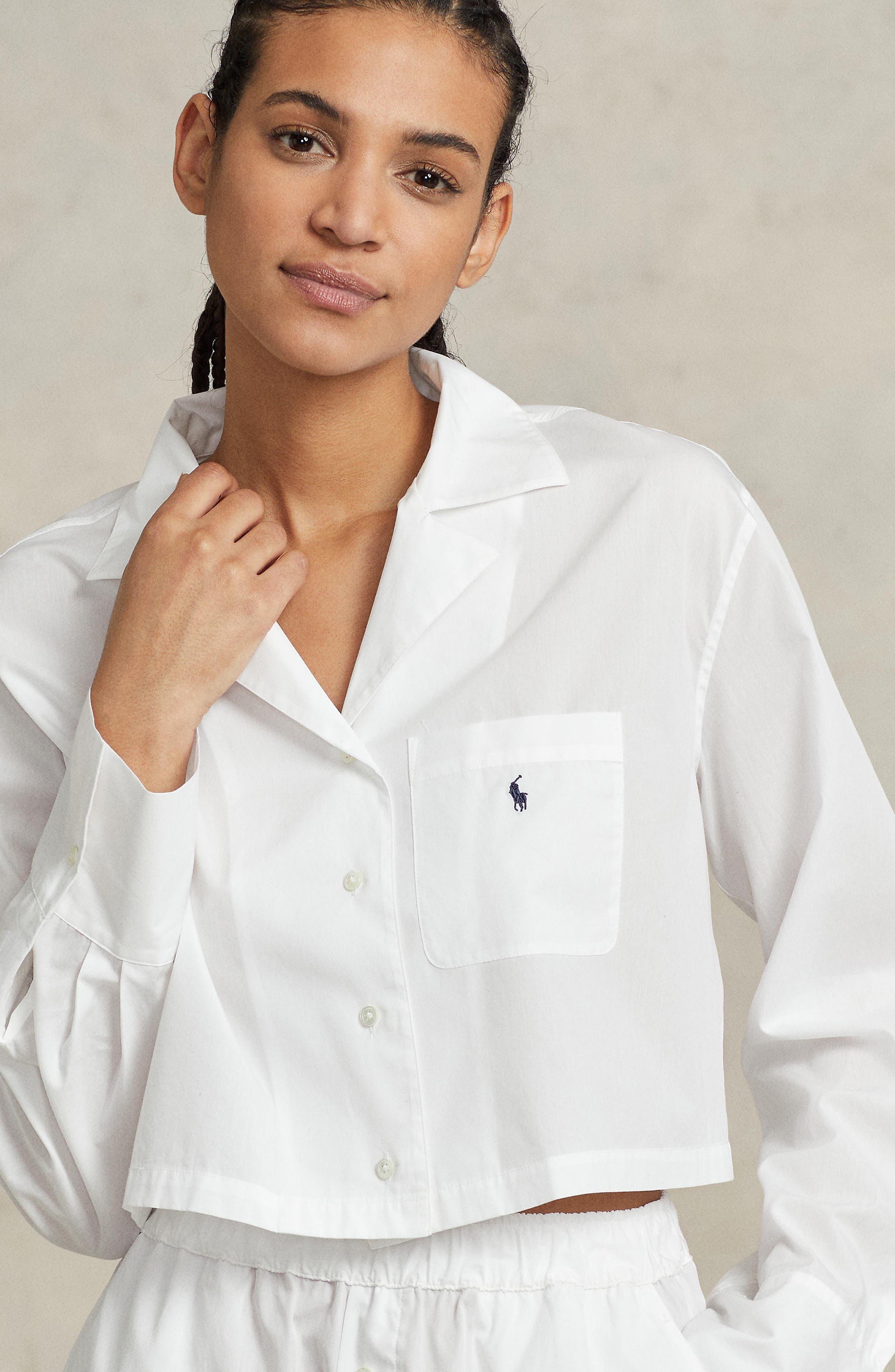 Polo ralph lauren 2025 cropped oxford shirt