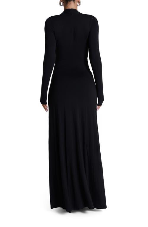 Naked Wardrobe Plunge Neck Long Sleeve Stretch Jersey Maxi Dress in Black | Lyst Naked Wardrobe Plunge Neck Long Sleeve Stretch Jersey Maxi Dress in Black | Lyst