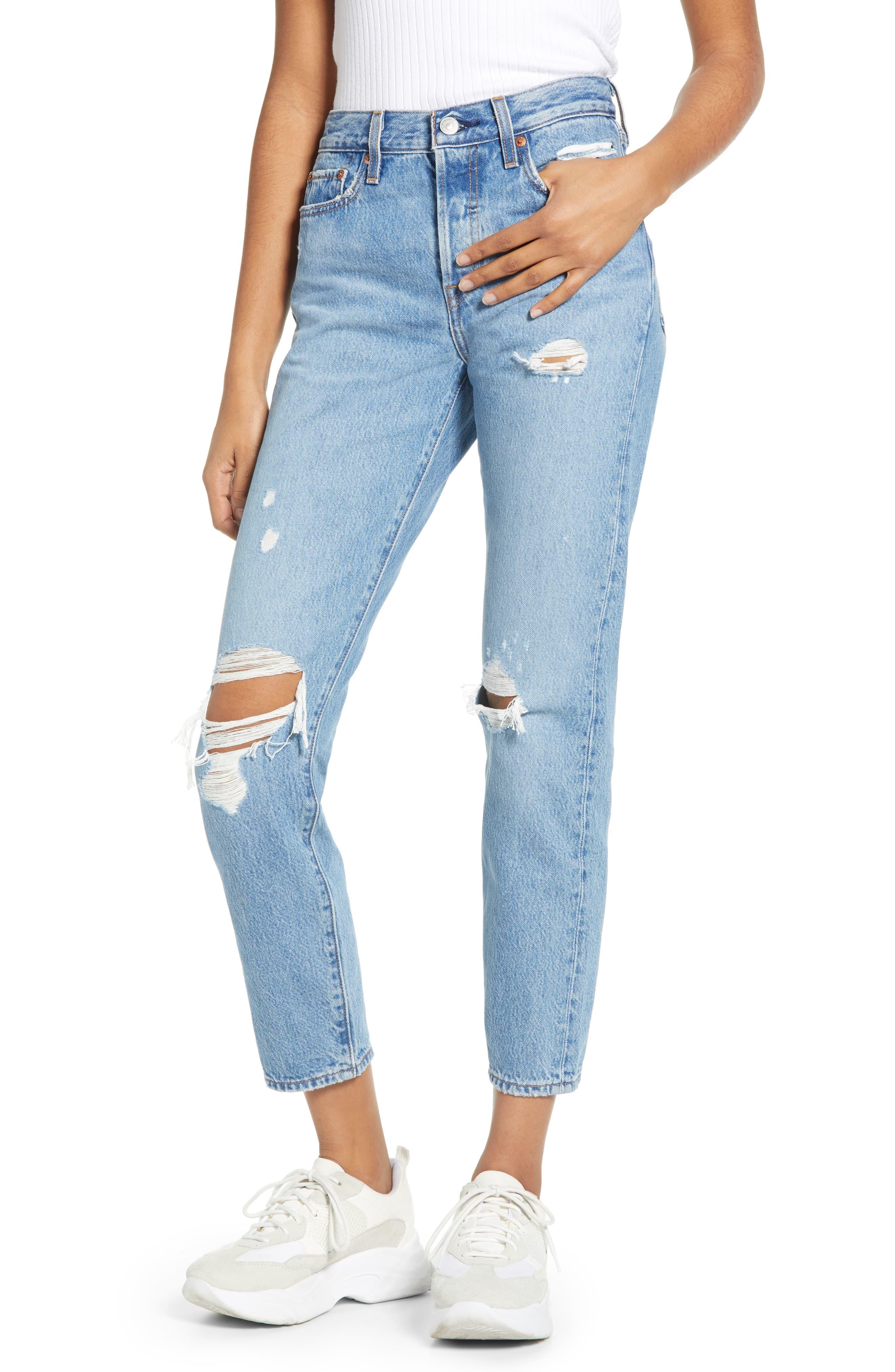 Levis Denim Wedgie Icon Fit Ripped Straight Leg Jeans In Blue Lyst