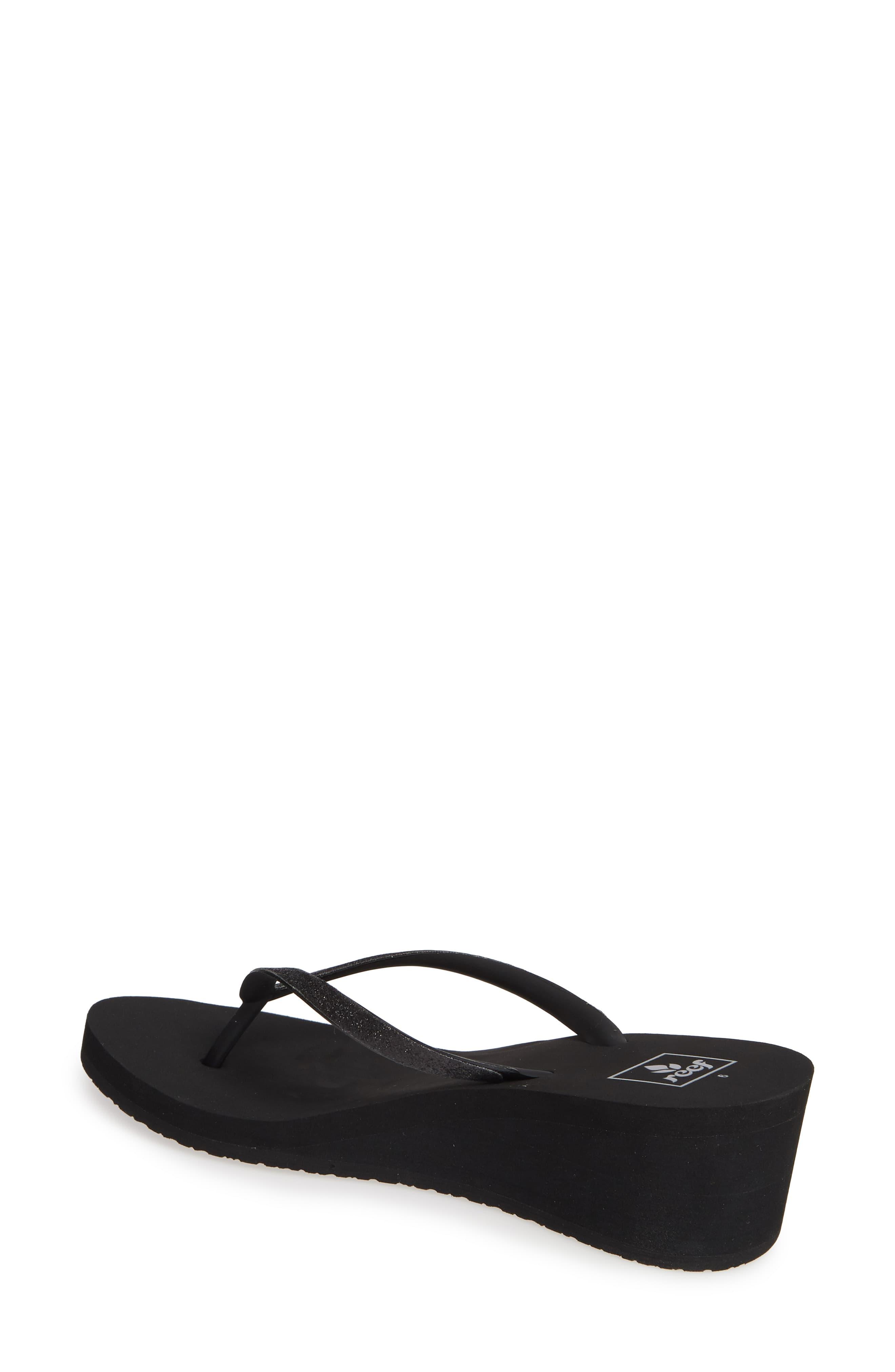 Reef Krystal Star Wedge Flip Flops in Black | Lyst