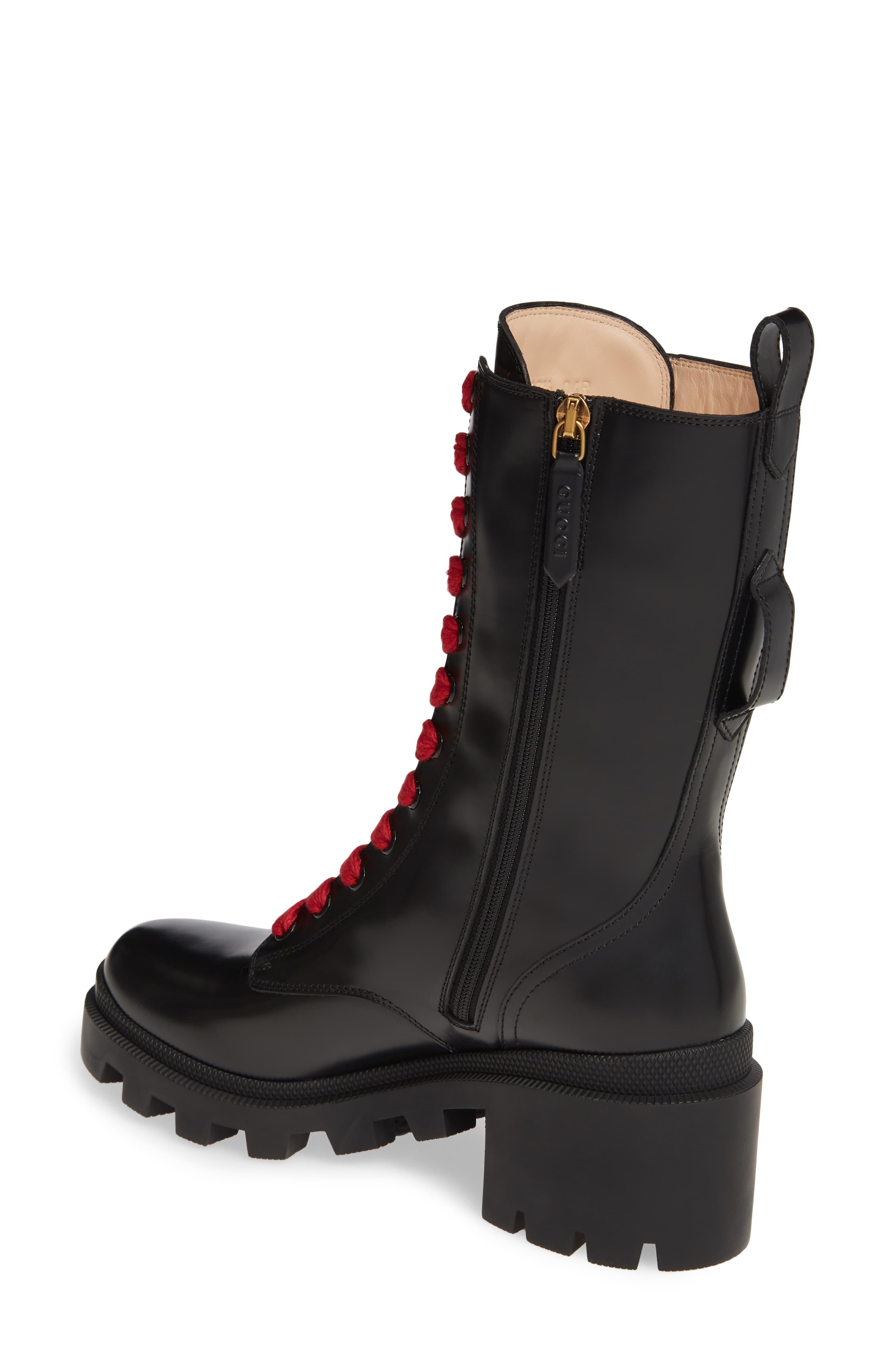 gucci trip leather combat boot