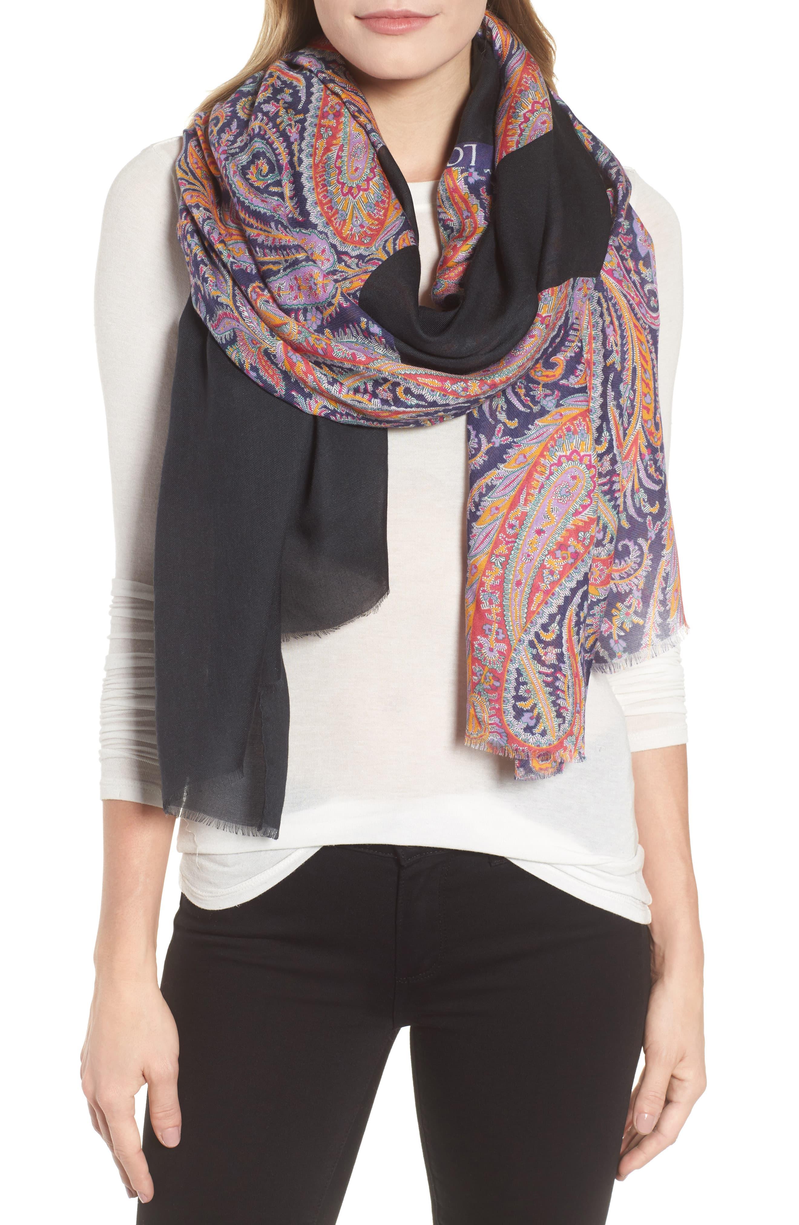 LOEWE black large stripe tassel knit scarf | Browns