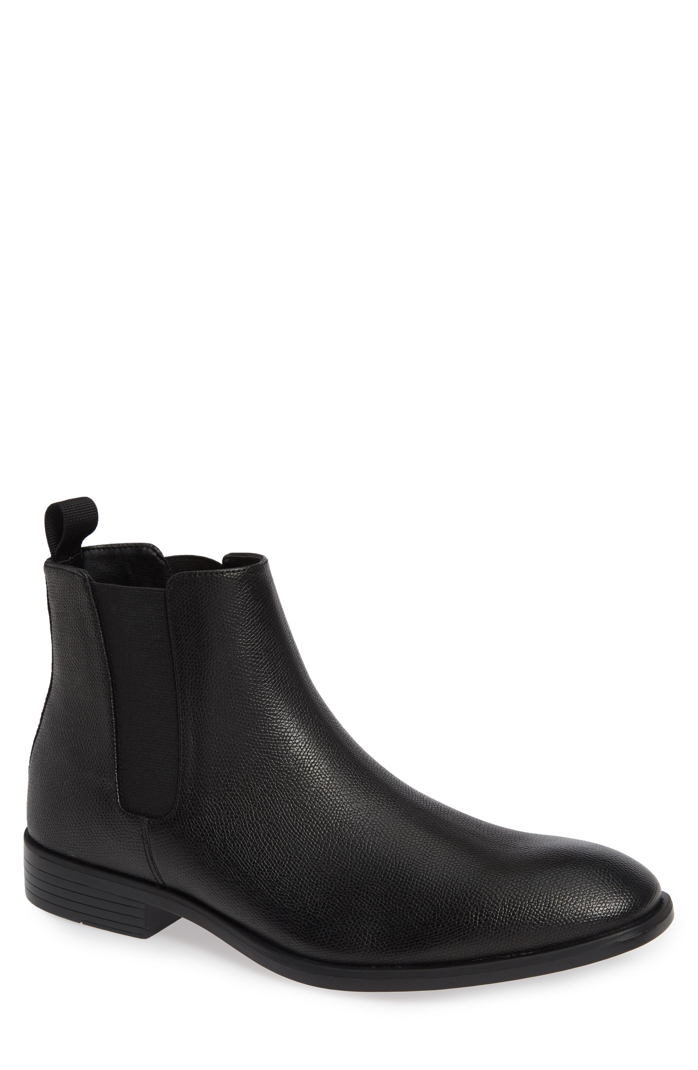 Calvin Klein Carter Small Tumbled Leather Chelsea Boot in Black Leather ...