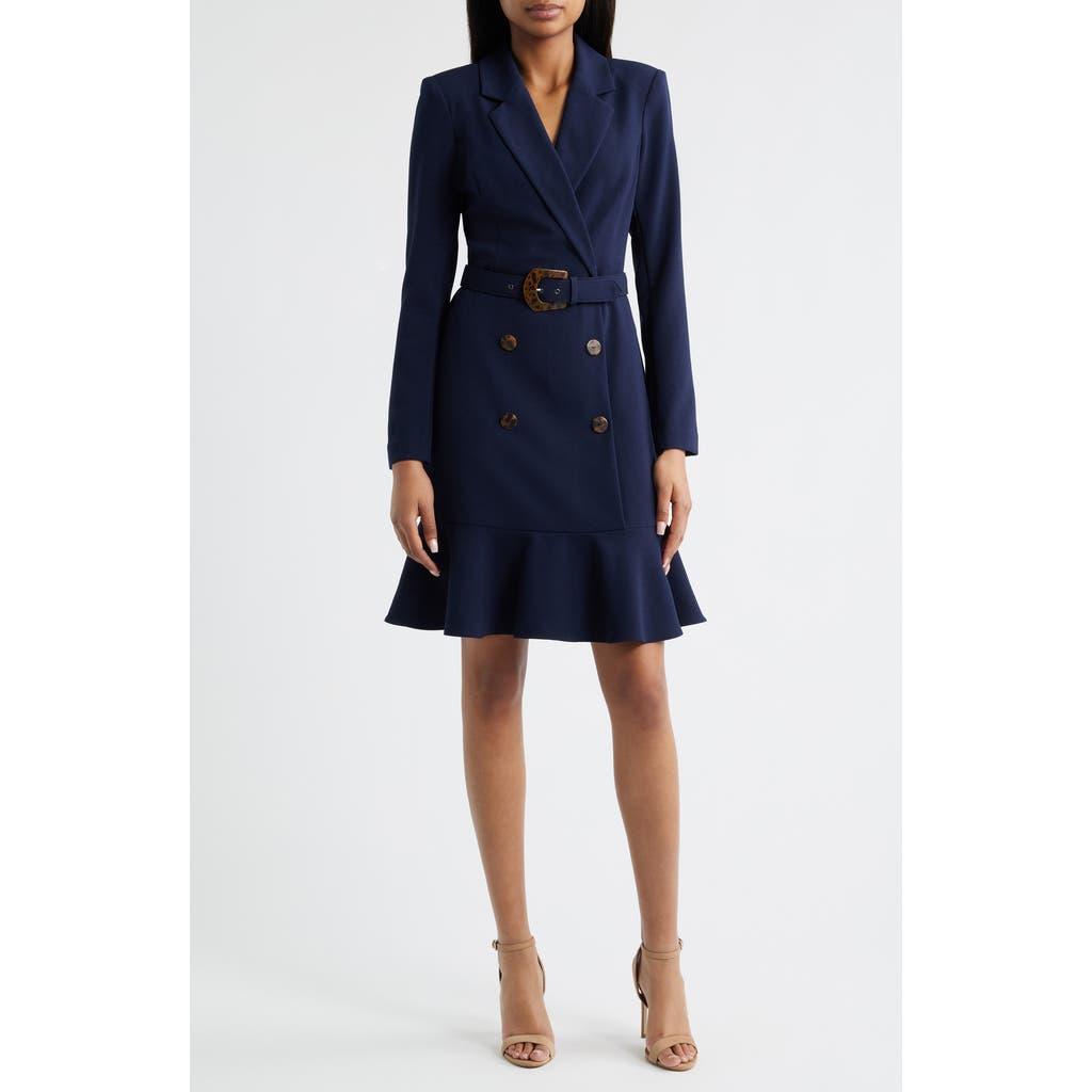 Eliza J Long Sleeve Belted Blazer Dress in Blue | Lyst Eliza J Long Sleeve Belted Blazer Dress in Blue | Lyst