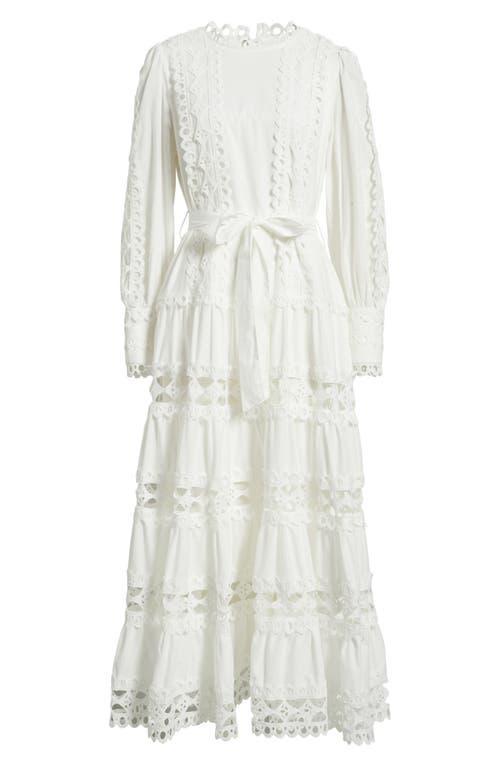 LAYERED WITH LOVE Lace Trim Long Sleeve Cotton Maxi Dress in White | Lyst