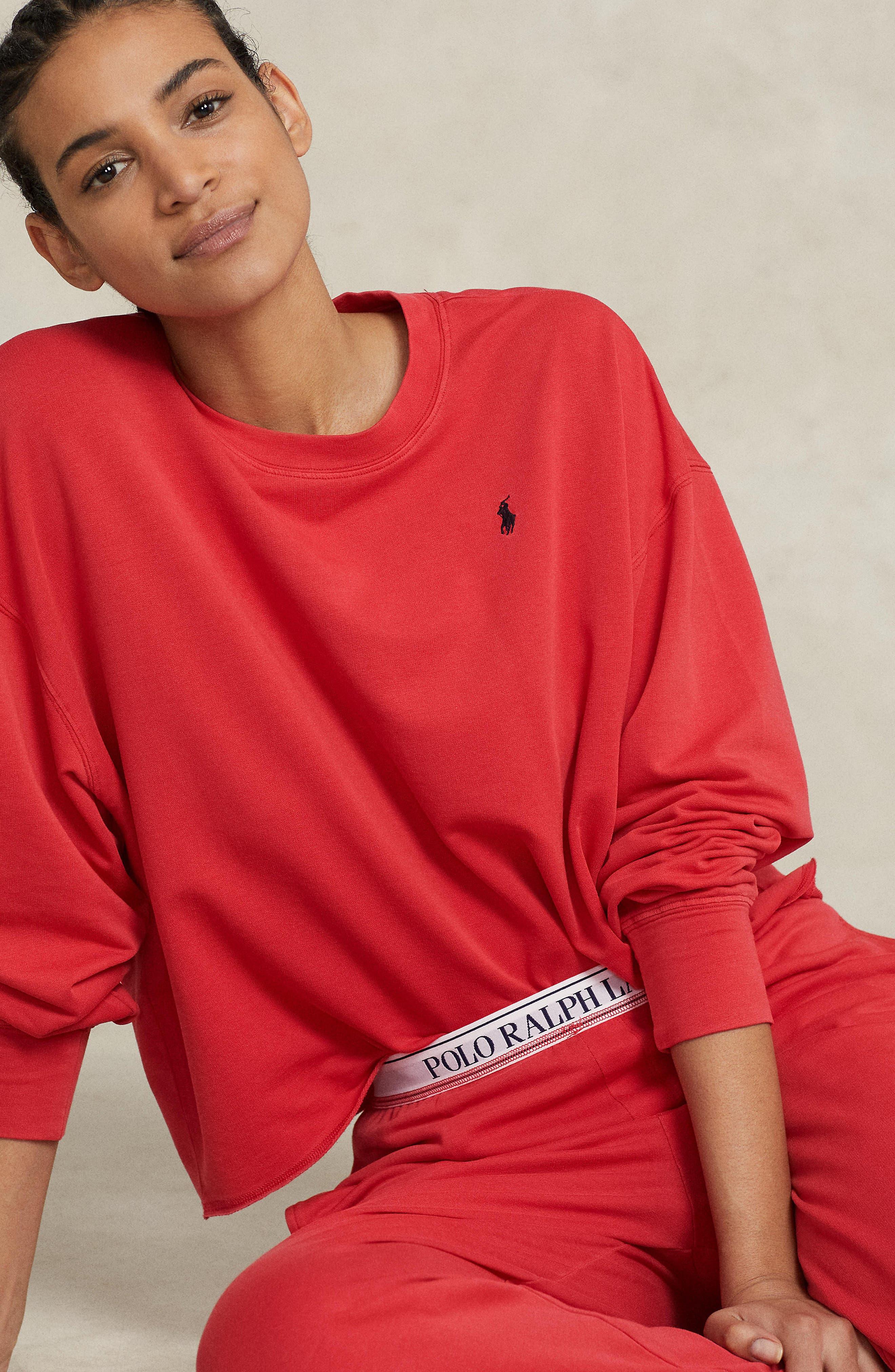 Polo Ralph Lauren Sweatshirt & Wide Leg Pajamas in Red | Lyst