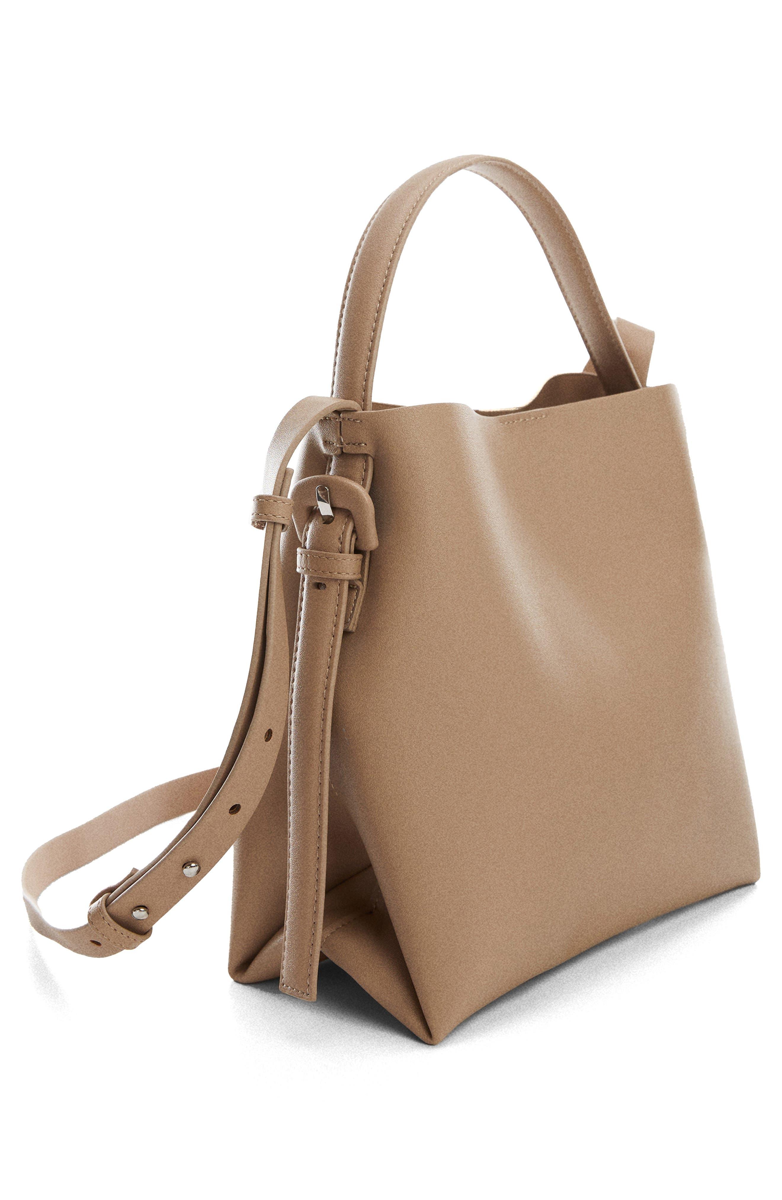 Mango Faux Leather Shopper Bag in Brown | Lyst
