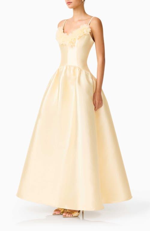 elliatt ruffled a-line dress ELLIATT Laurel Strapless Ruffled Hi-Low Maxi Dress