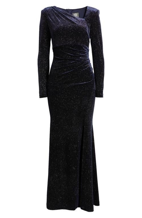 Vince Camuto Metallic Velvet Long Sleeve Gown in Black Lyst