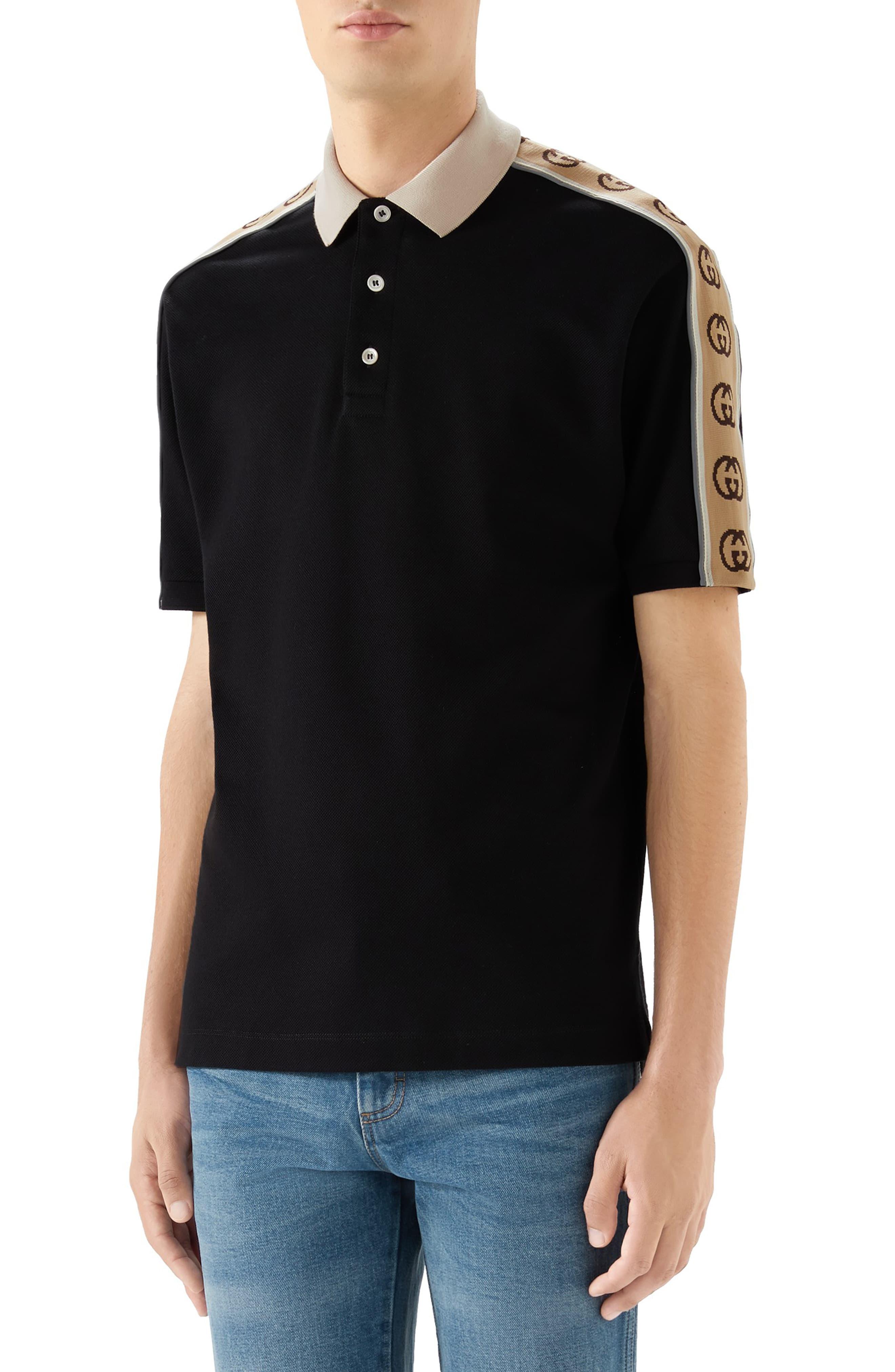 Gucci Synthetic GG Stripe Polo Shirt in Black for Men - Lyst