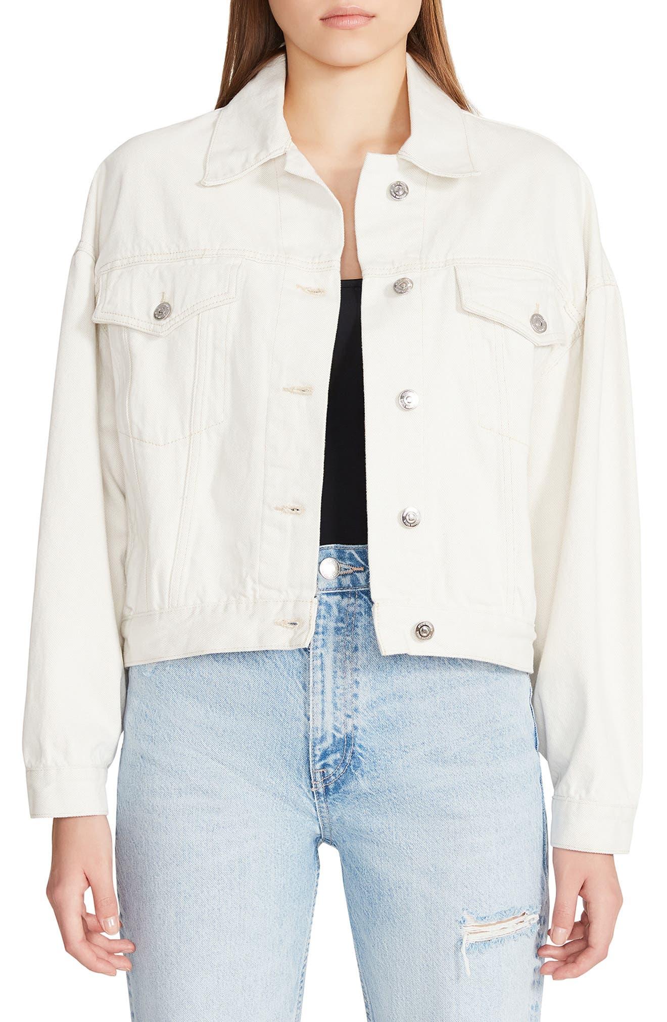 Steve Madden Sienna Oversize Denim Jacket in White | Lyst