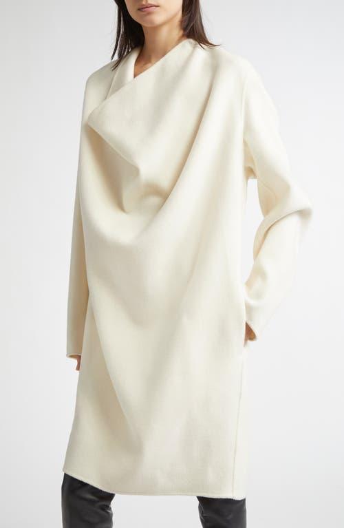 TOTEME Cowl Neck Long Sleeve Double Face Wool Dress in White