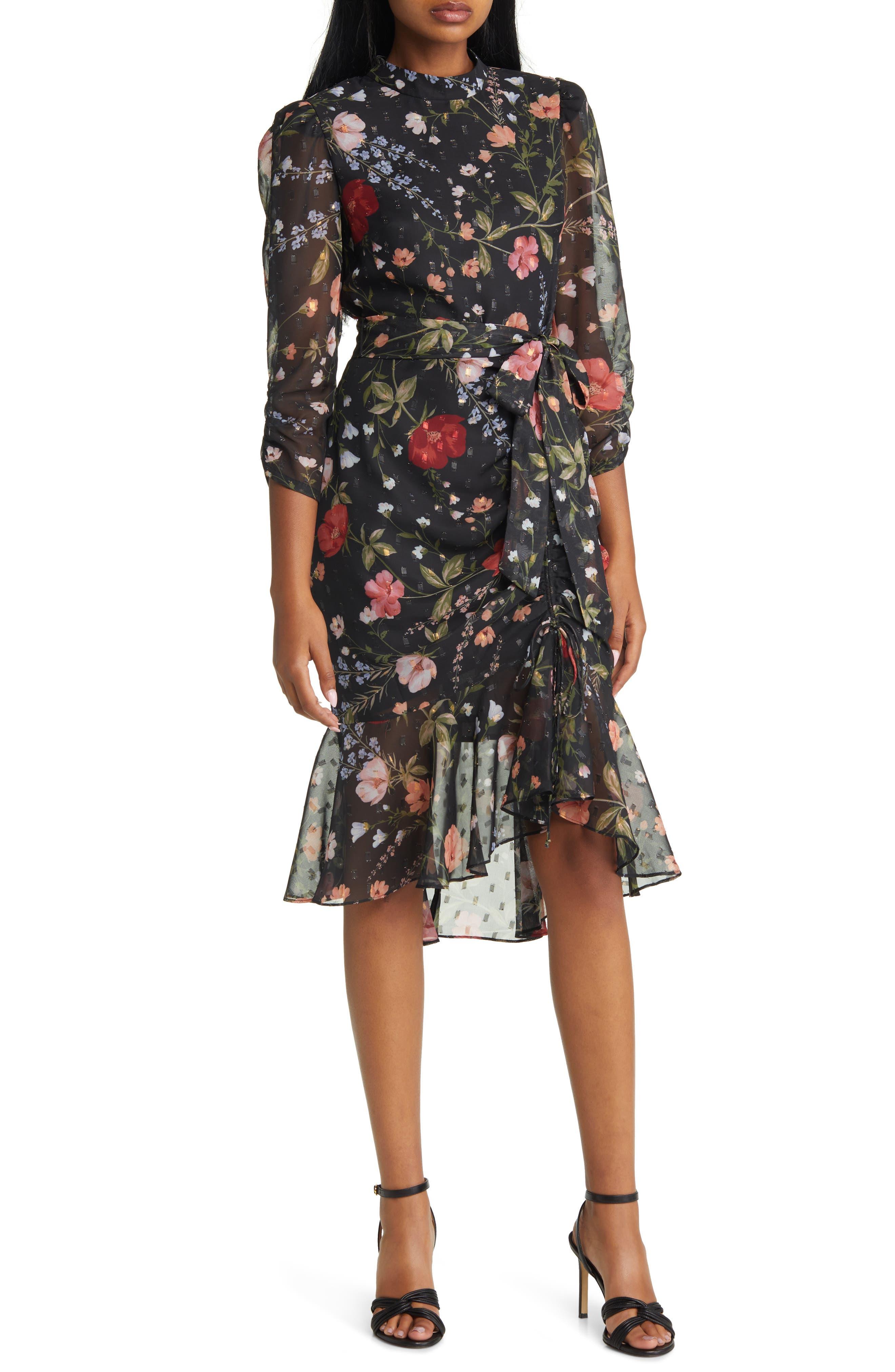 Eliza j flounce long sleeve scuba gown cheap