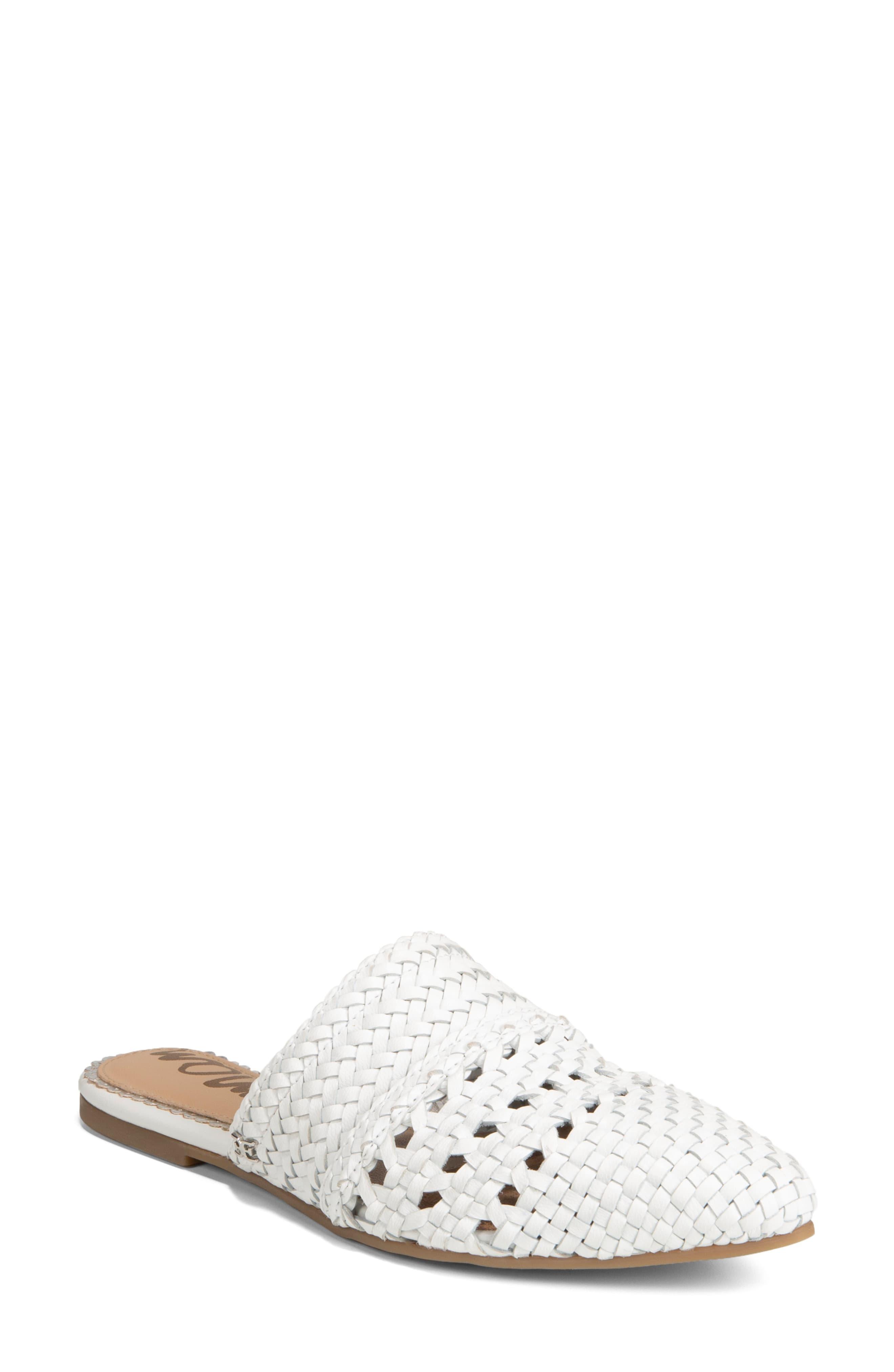 womens woven leather mules