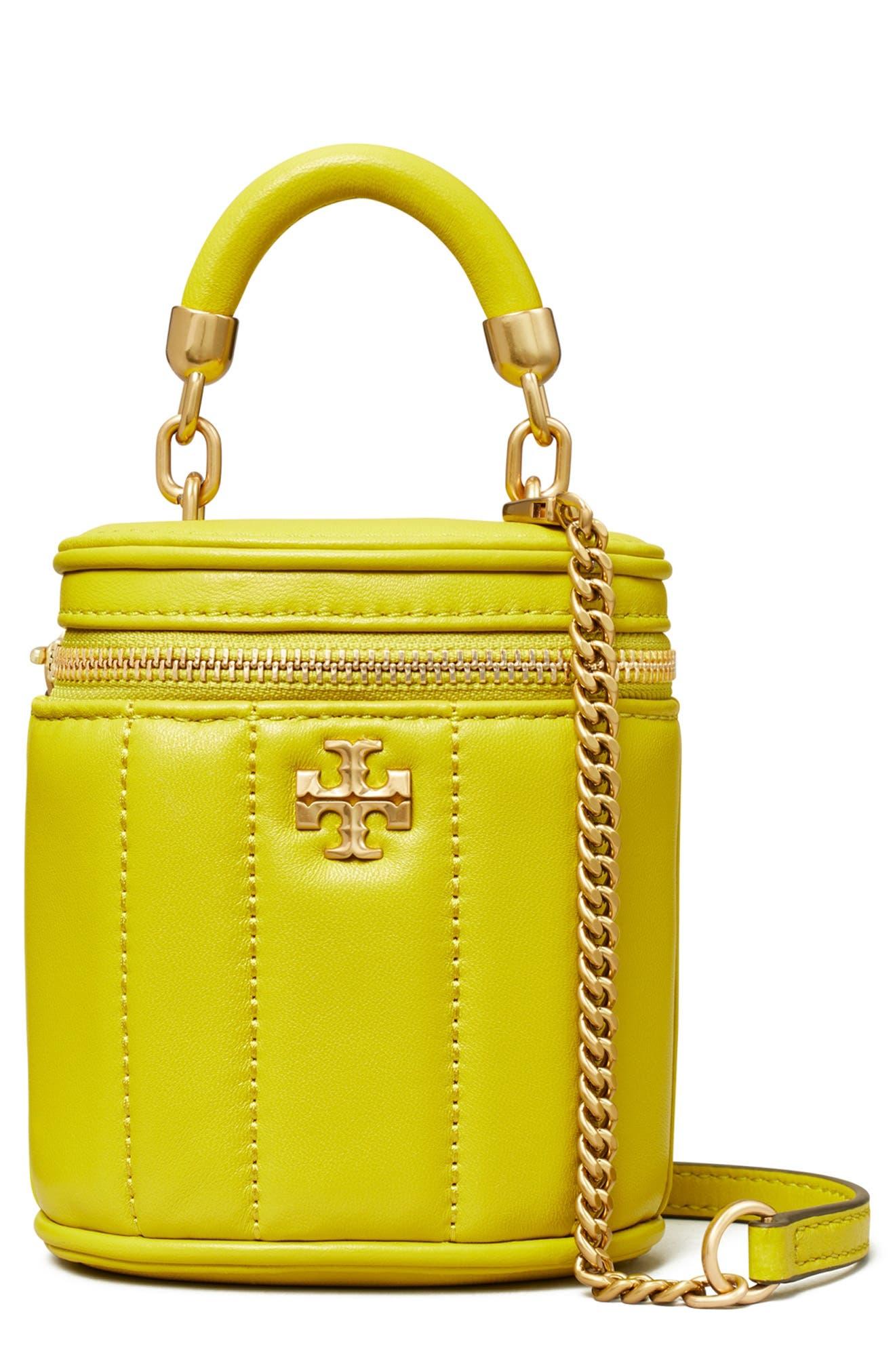 Tory Burch Mini Kira Quilted Leather Vanity Case in Yellow | Lyst