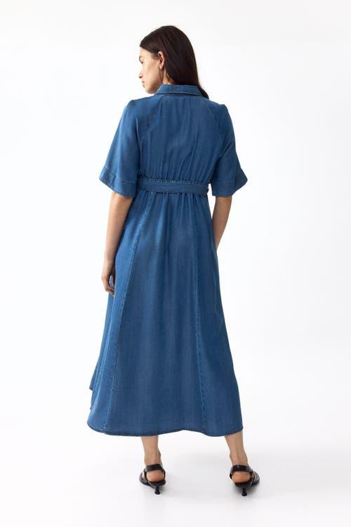 mama lyocell denim dress H&M Mama Tie-Belt Denim Dress in Blue