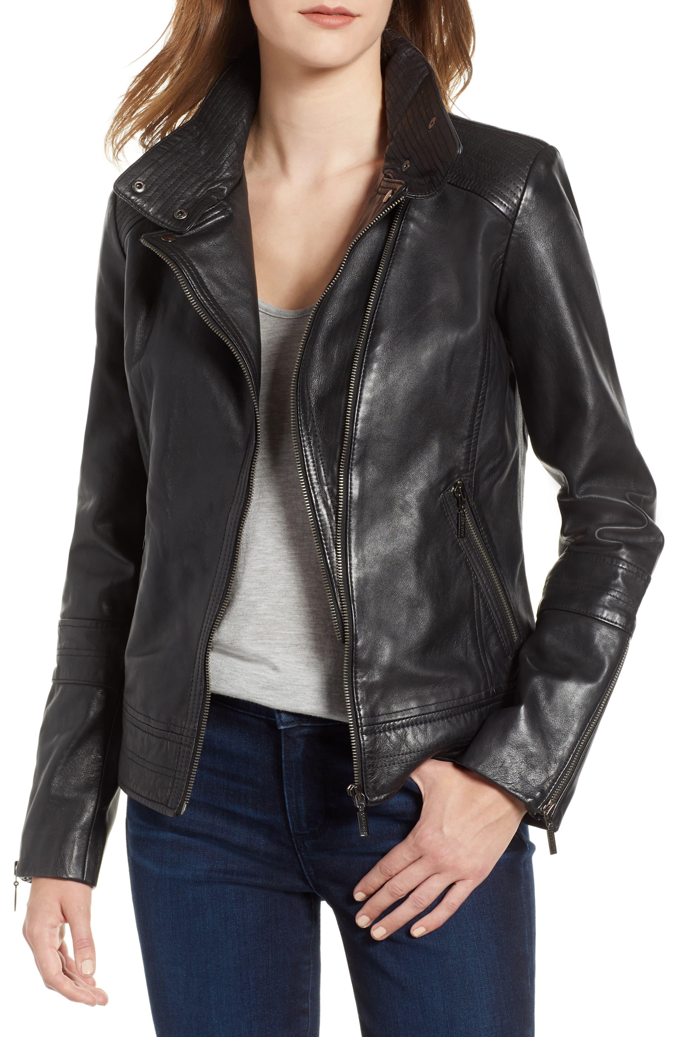 Bernardo Leather Moto Jacket in Black - Lyst