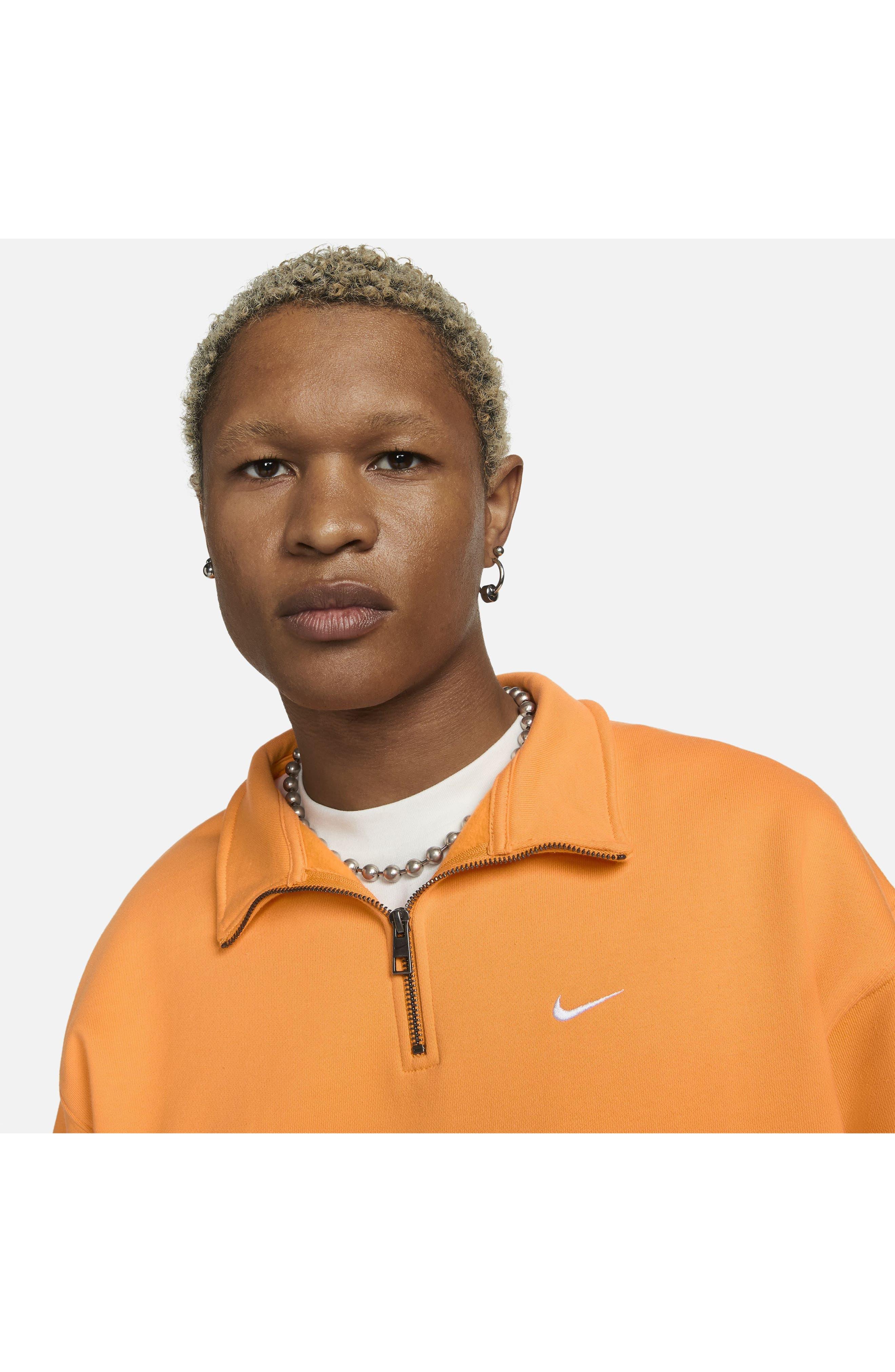 Nike Solo Swoosh Oversize Quarter Zip Sweatshirt in Orange for Men | Lyst