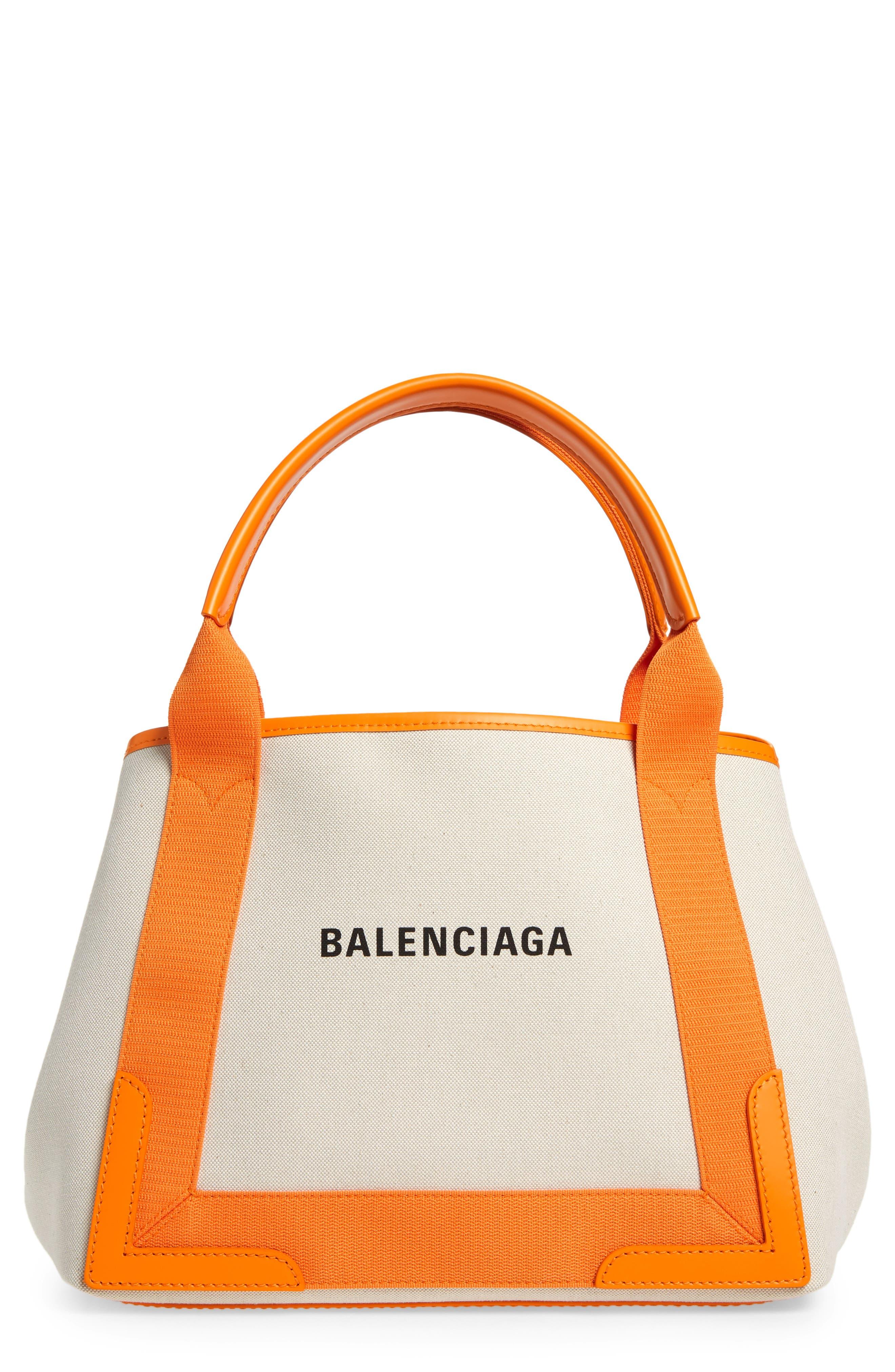Balenciaga Navy Xs Tote Bag In Orange | Lyst
