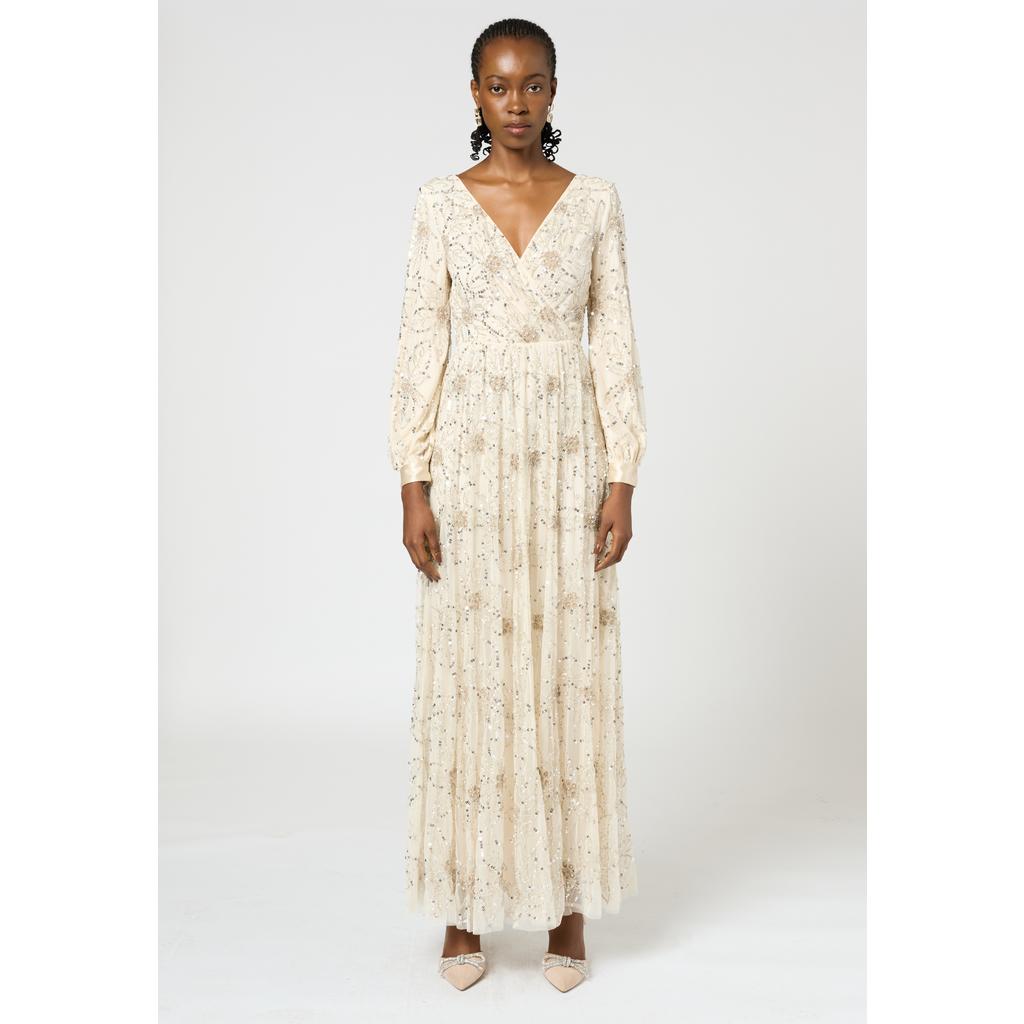 beauut bridal embellished maxi dress in ivory Beauut Bridal embellished sleek maxi wedding dress in ivory